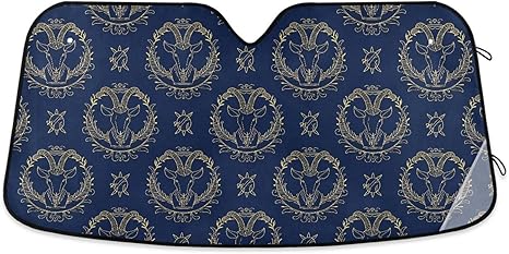 Gold Zodiac Sign Aries Navy Blue Sun Shade Cover Foldable Sunscreen Wind Shield accesorios para coches S