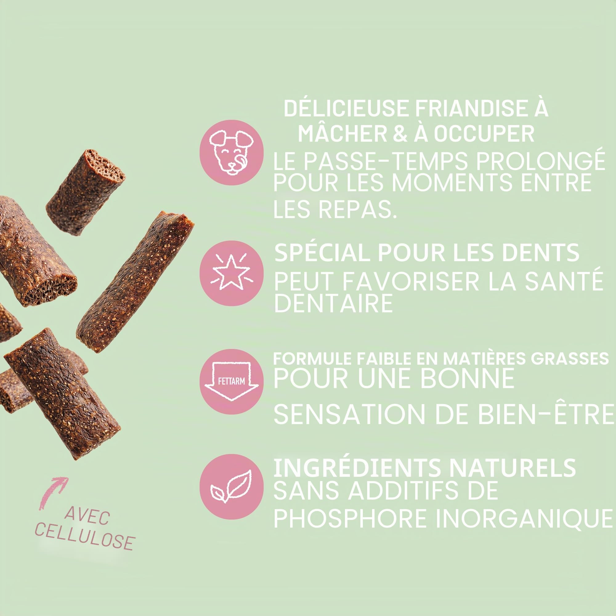 VEGDOG Dentals Bâtonnets à mâcher hypoallergéniques pour chiens (7 x 120 g) | Plaisir à mâcher faible en gras pour les soins dentaires | Bâtons à mâcher pour les personnes allergiques avec pommes de