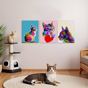 リアルな猫の絵画 木製フレーム付き リアルな猫の絵画 木製フレーム付き