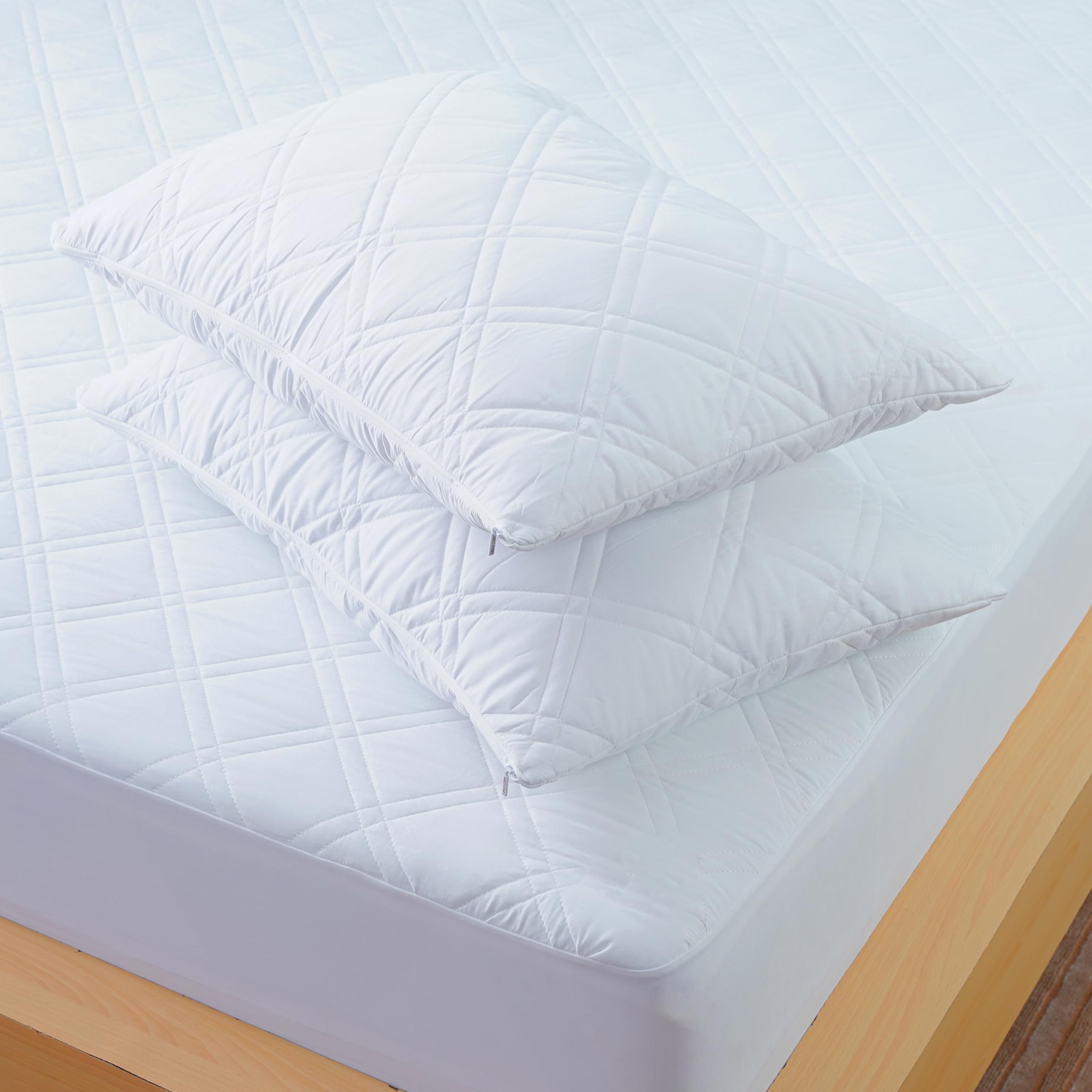 Sheet Story Quilted Pillow Protectors 2 Pack - Size 50x75cm - Invisible Zipper Closure - Hypoallergenic Quilted Pillow Cases Protector