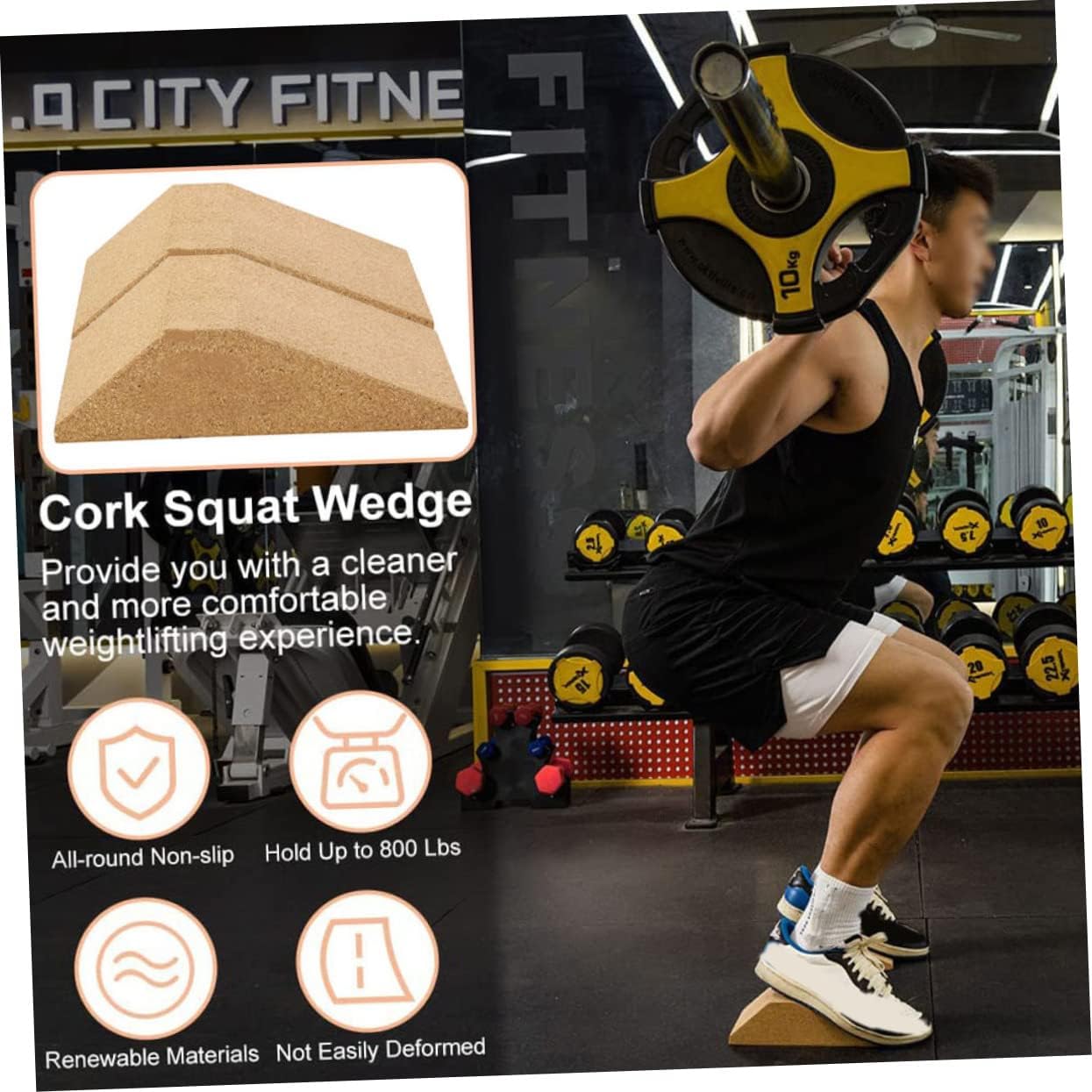 Milisten 1 Pair Portable Block Hamstring Elevated Stretching Pilates Shin Slant Calf Squat Gym for Resistance Steel Wear-resistant Block Daily Use Block Cork