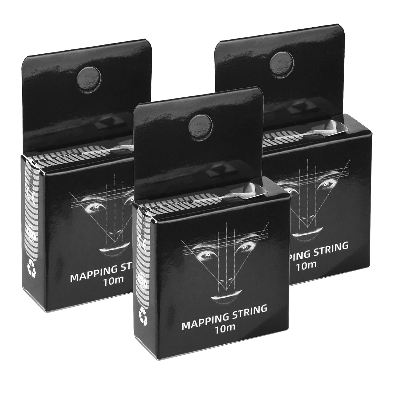 ATOMUS 3pcs 10m Black Eyebrow Mapping String Eyebrow Mapping Ink String