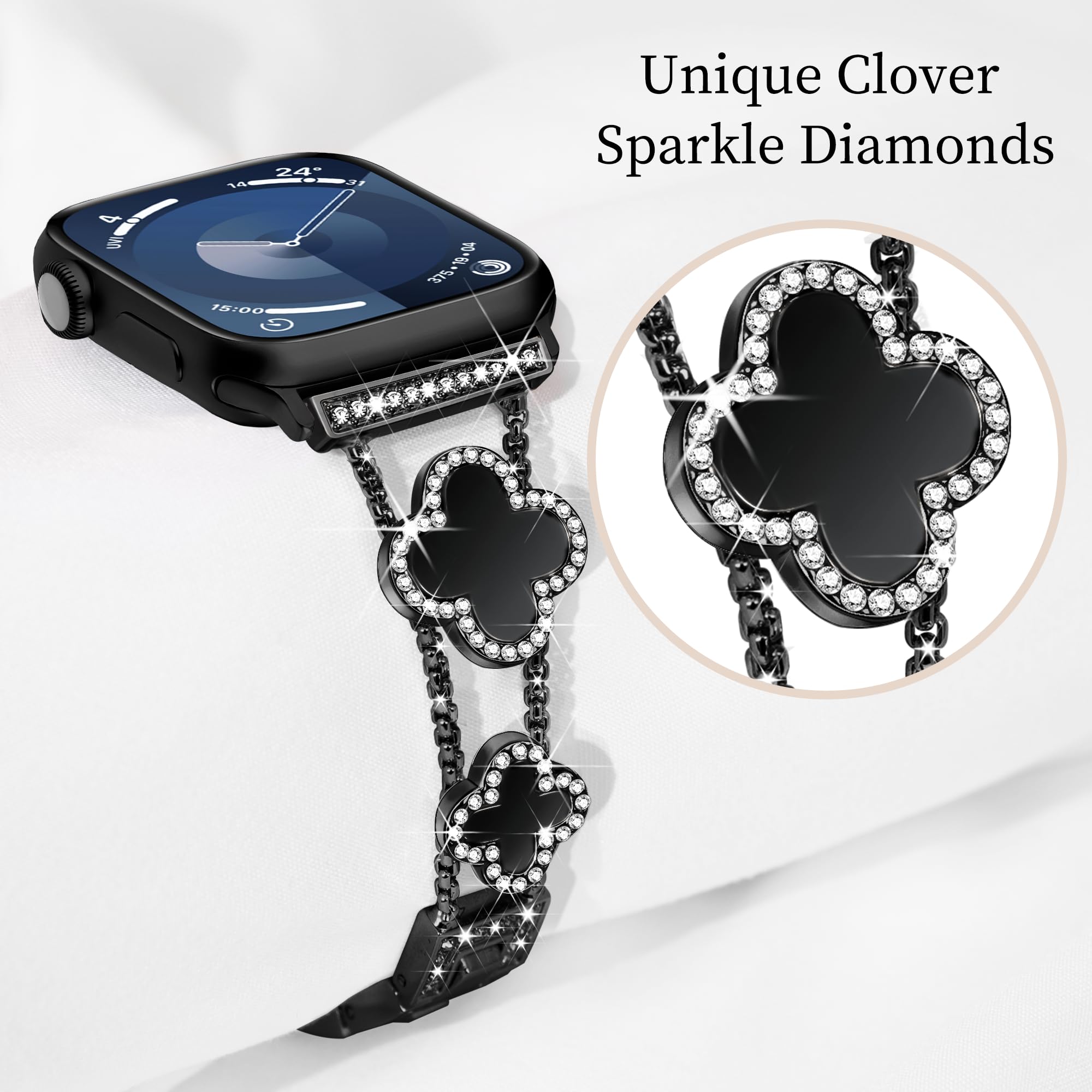 Amazon.com: wipalor Four-leaf Clover Band Fit Apple Watch Bands  display picture 1