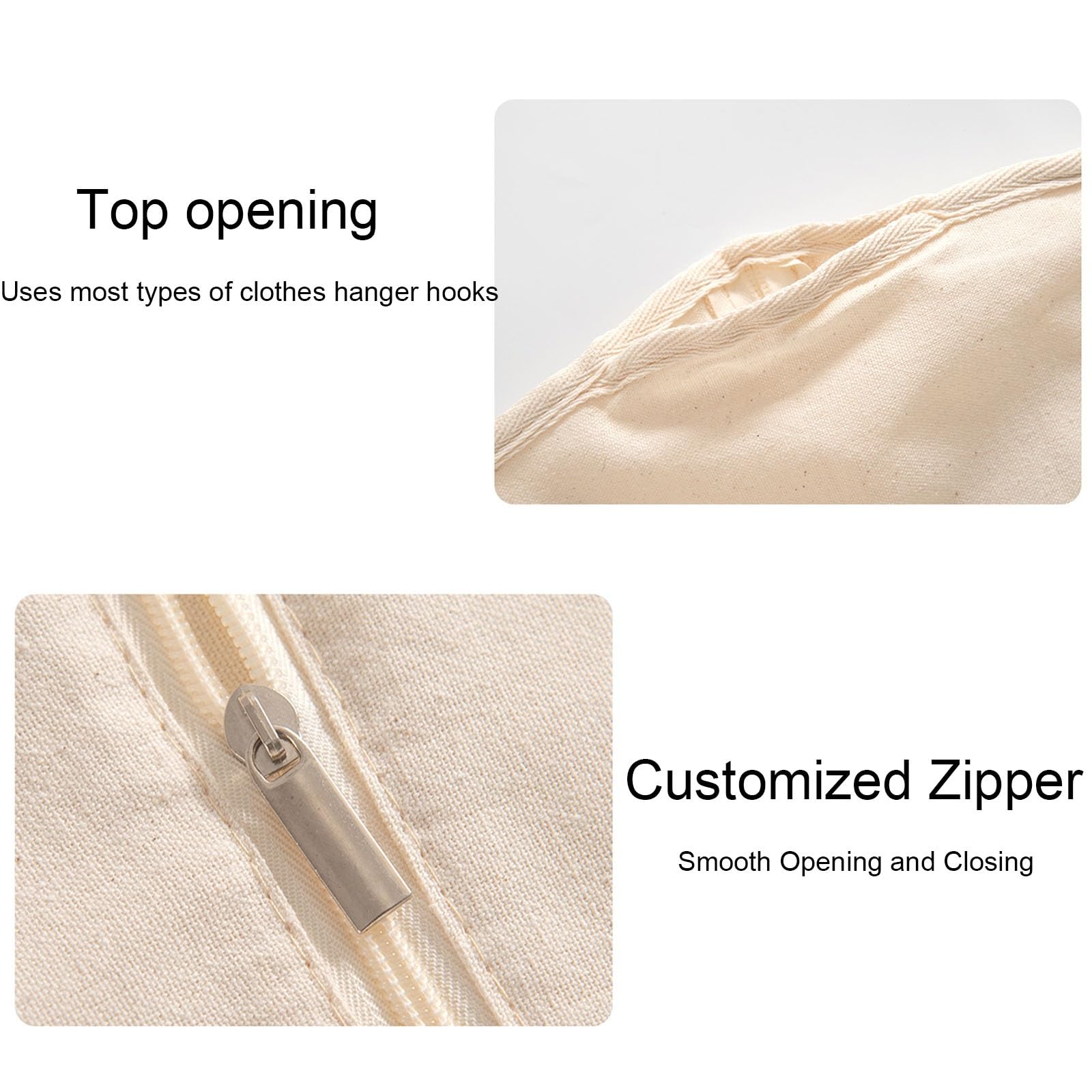Housse Vetements a Suspendre en Coton, Housse Vetement Penderie, Pliable en Deux, Placard pour Vêtements, Manteaux, Vestes, Chemises, Robes(24x47in/60x120cm)