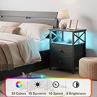 Vista 7 de AMHANCIBLE Nightstand with Fast Charging Station, End Table Living Room with USB Charger, Power Outlet, Bed Side Table with Fabric Drawers for