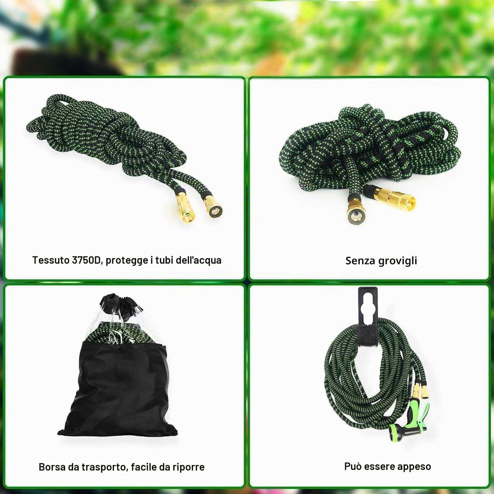 Tubo Acqua Giardino 30m con 10 Modalità di Irrigazione - Compatibile con Rubinetti 1/2" & 3/4" | Design Antigoccia per Innaffiatura, Lavaggio Auto e Cura del Verde