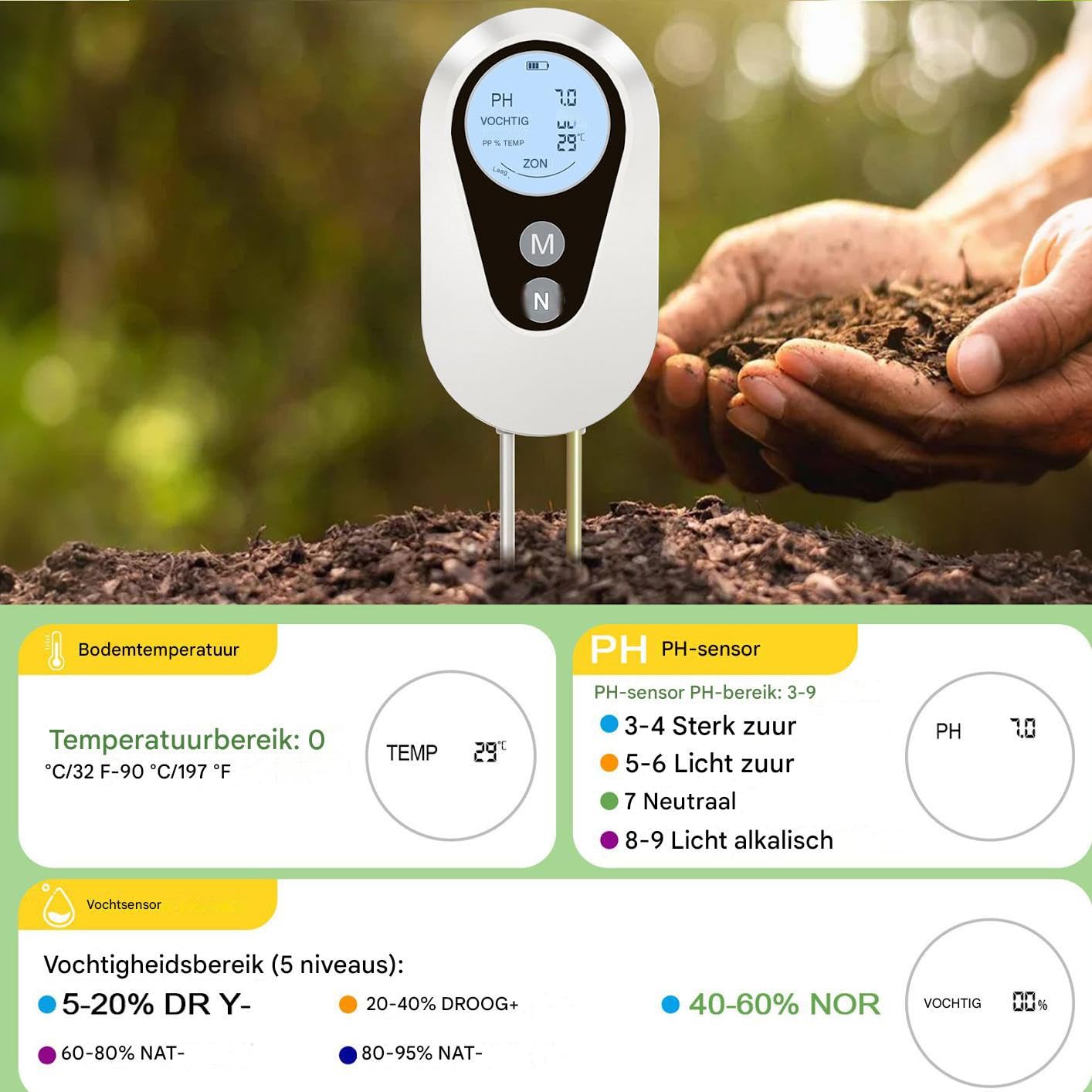 Compteur de sol 4 en 1 Outils de jardinage agricole
