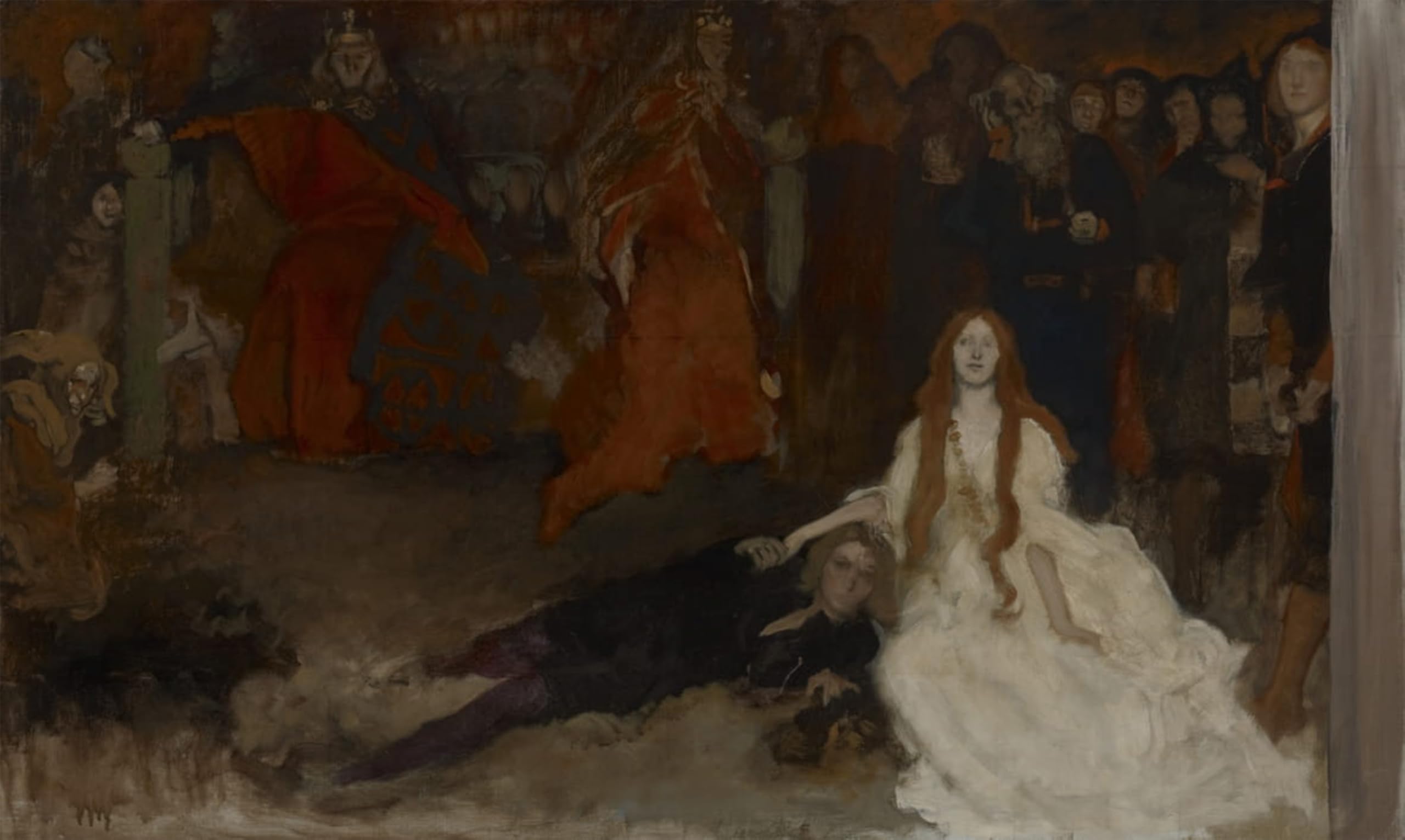 SERENDIPITP Abstract Painting Mural Print Picture Wall Decor Painting Compositional Study for the Play Scene in Hamlet Act Iii Scene Ii by Edwin Austin Abbey for Home Decor 60x90cm