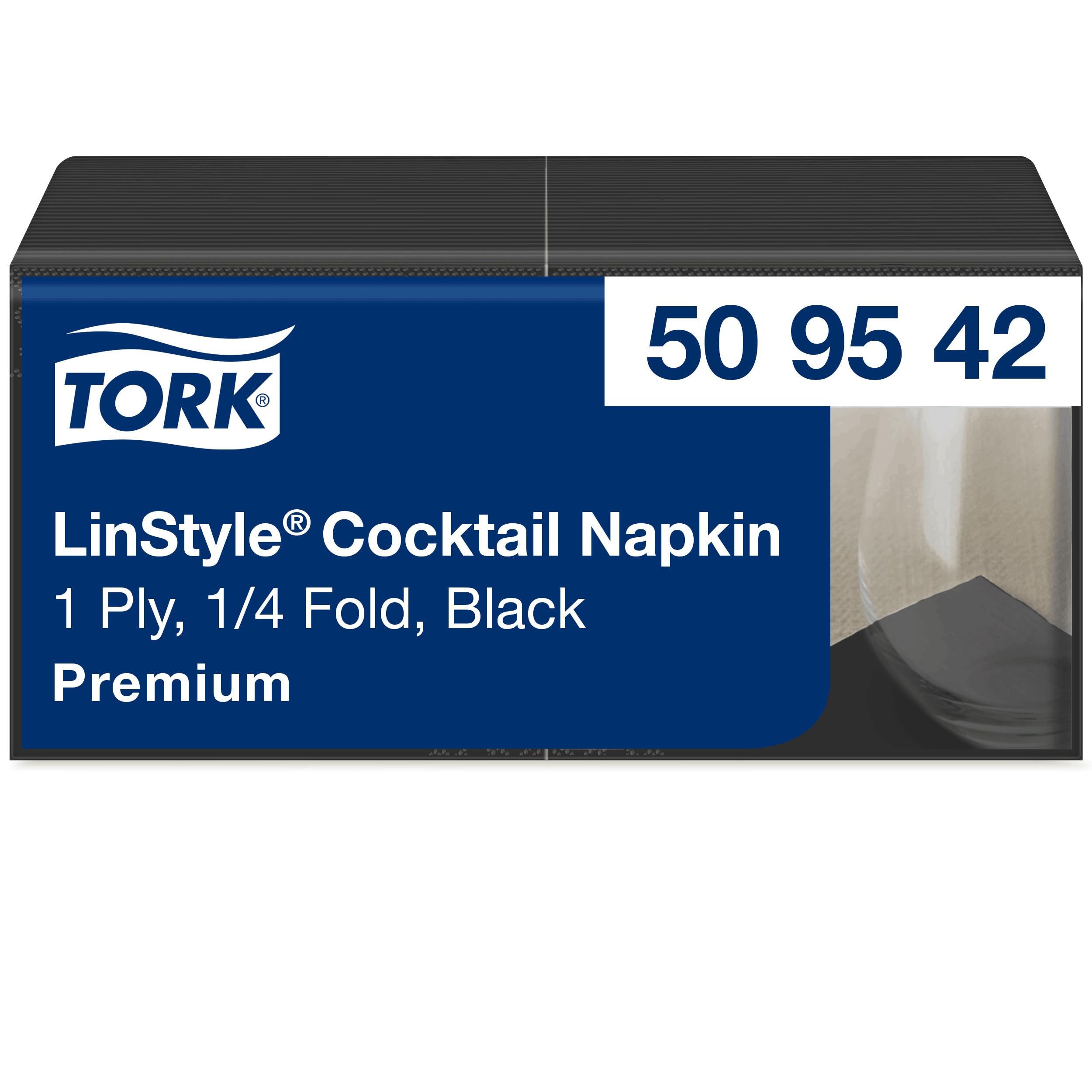 Tork Premium Linstyle Black Cocktail Napkin