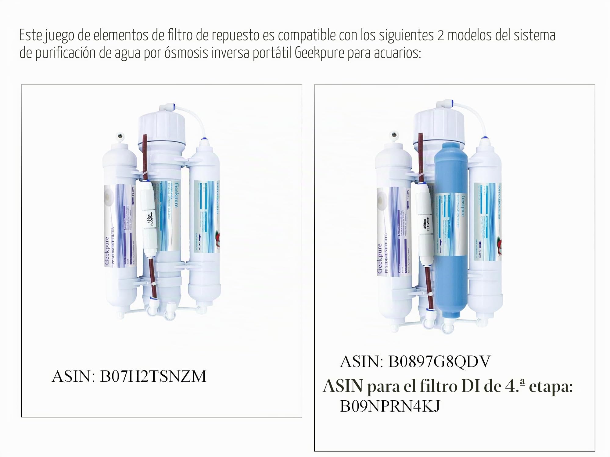 Geekpure Filtro de repuesto para sistema de ósmosis inversa de agua portátil 3 etapas (B07H2TSNZM) | Catridges de repuesto para sistema de filtro de ósmosis inversa de acuario de 3 y 4 etapas