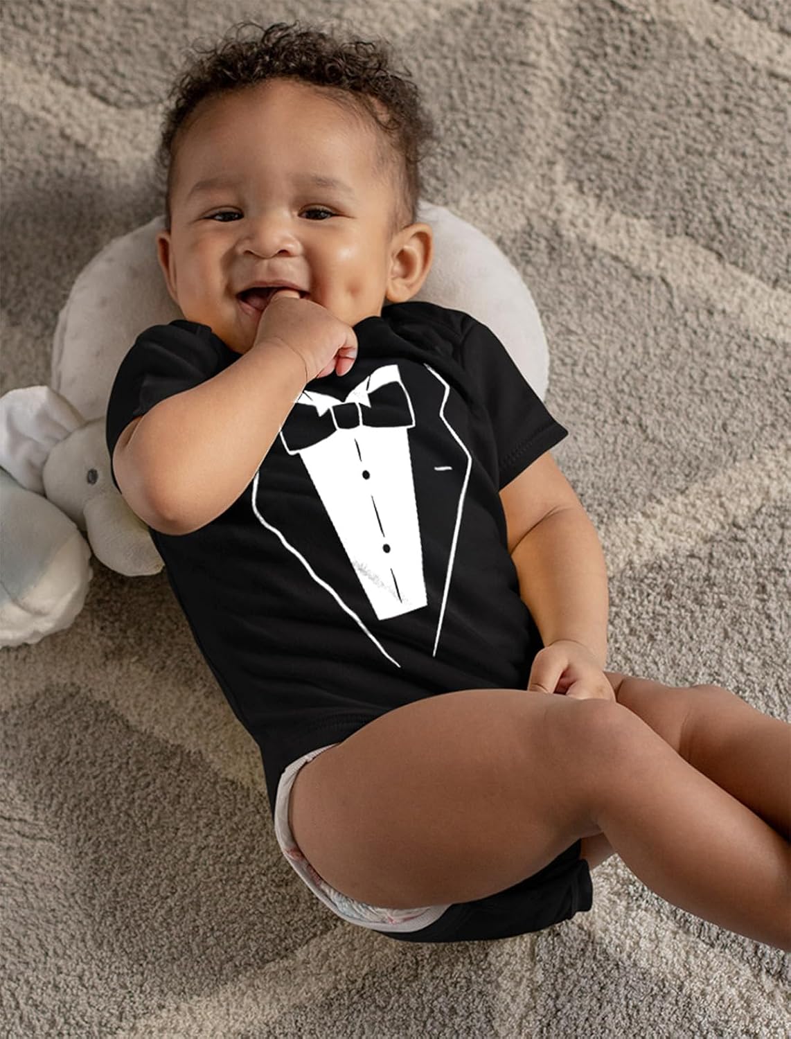 Tstars Baby Suit Bodysuit with Bow Tie Infant Tuxedo Romper for Halloween Wedding Party Outfit for Boys and Girls