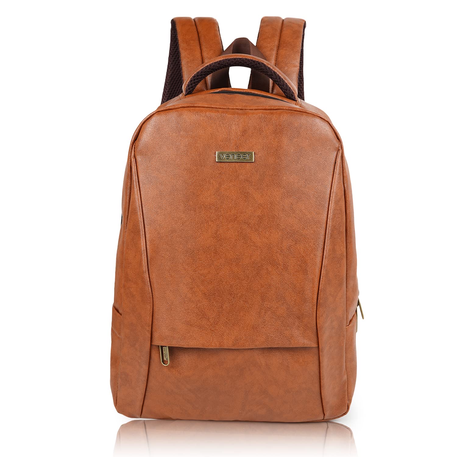 Veneer PU Leather Casual 23L Trendy Travel Office Laptop Shoulder Daytrip College Business Backpack For Unisex