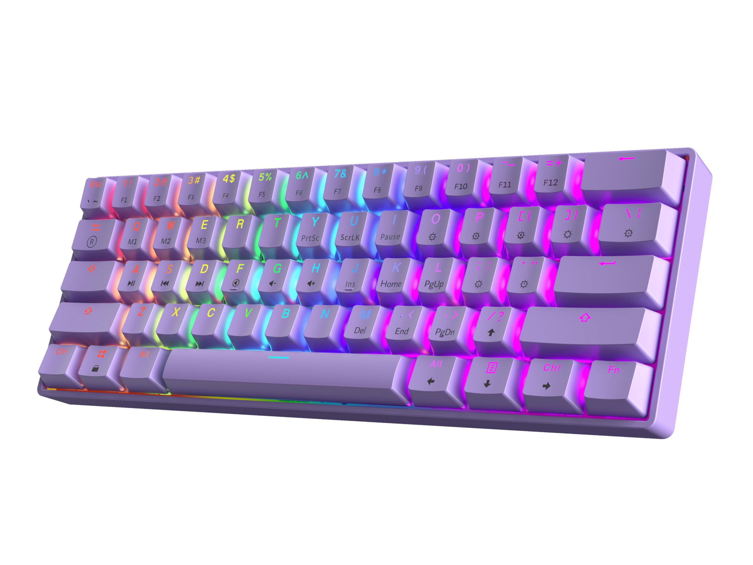 HK GAMING GK61 60% v3 | Hotswap Mechanical Gaming Keyboard | 61 Keys Multi Color RGB LED Backlit for PC/Mac Gamer | US Layout (Lavender, Gateron Optical Blue)