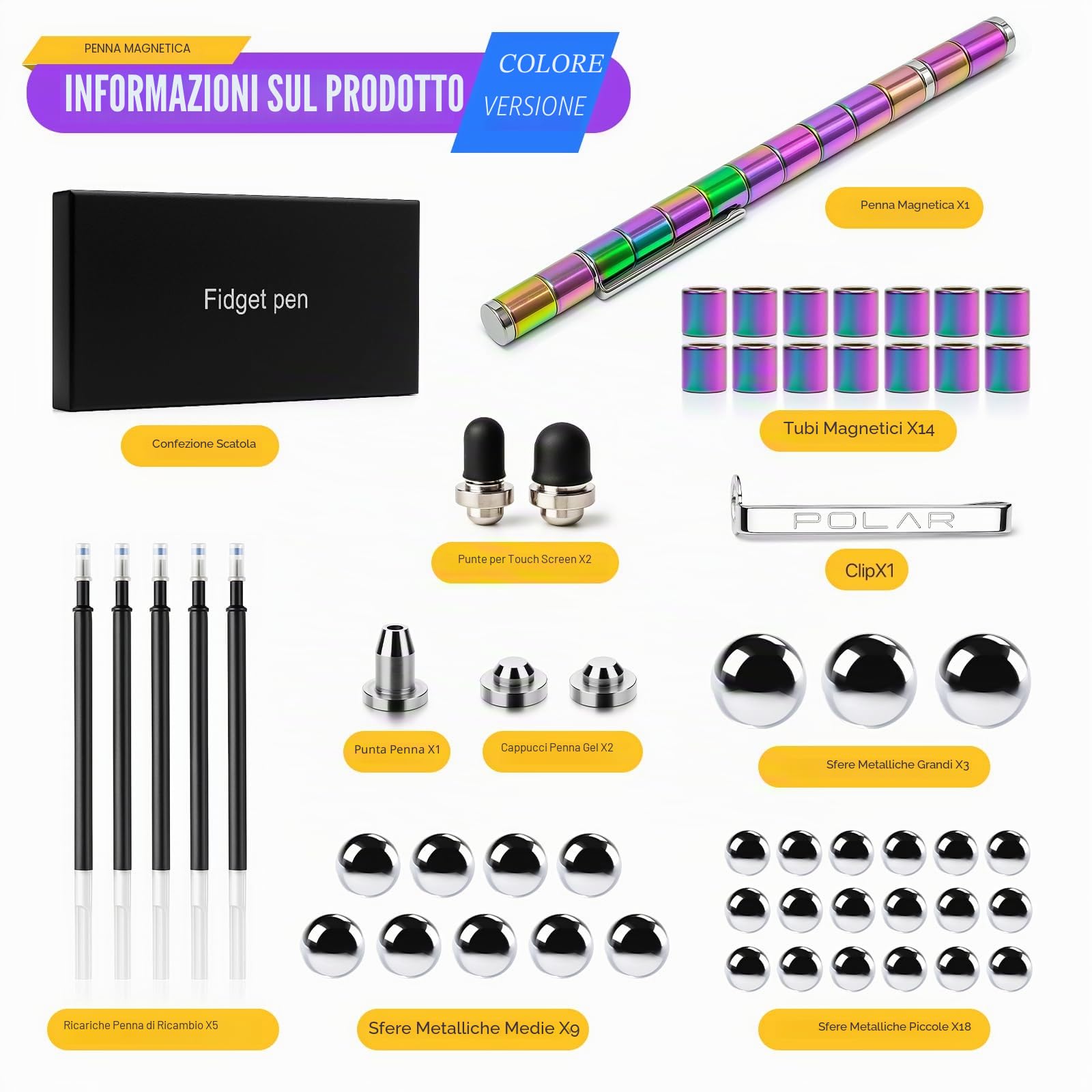 RoserRose Penna Magnetica, Fidget Pen, Pregalo Uomo Compleanno, Regalo Anniversario per Lui, Decompressione Multifunzionale per Scrittura, Regalo Creativo per Uomo, Donna & Adolescenti