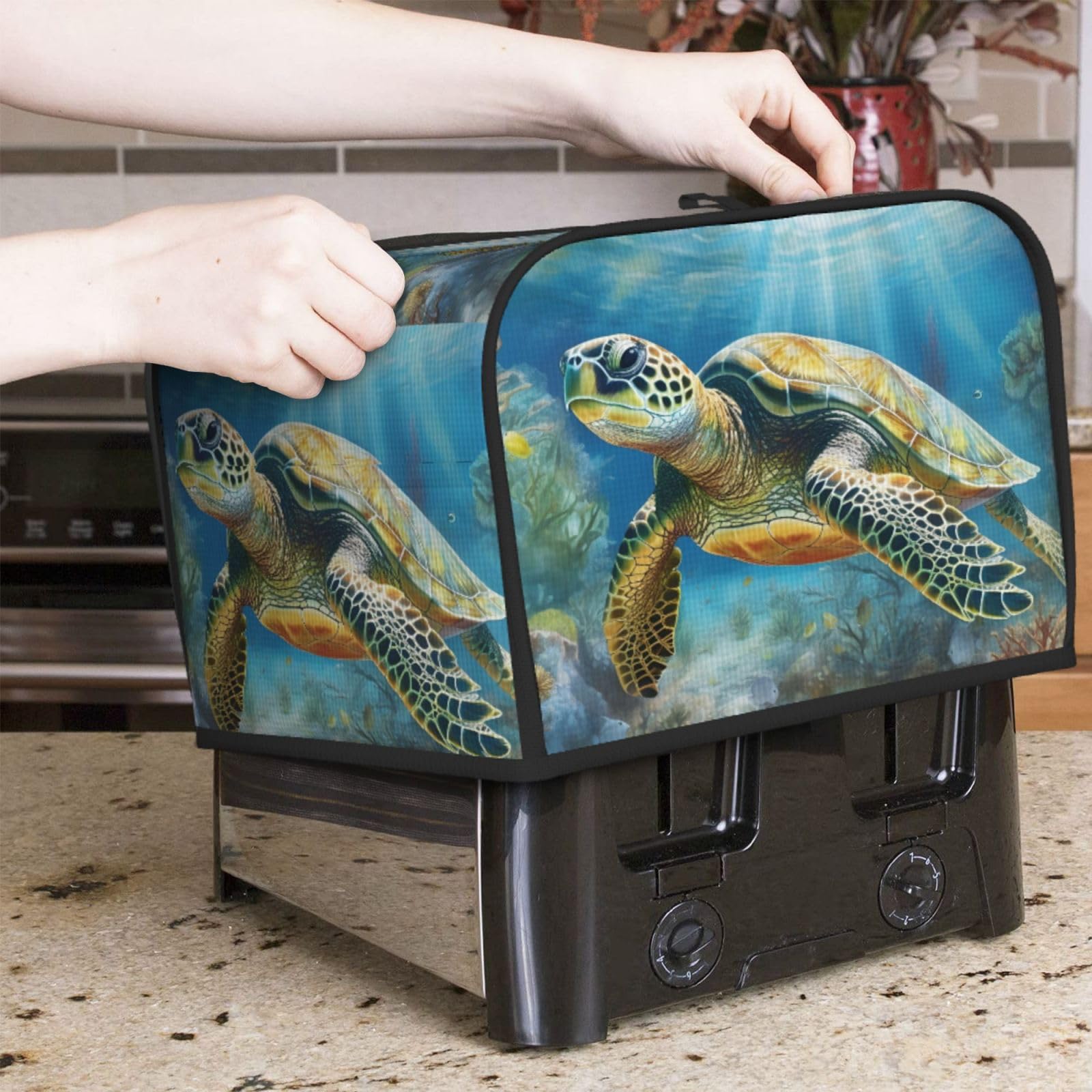 YPPAHHHH 4-Slice Toaster Cover - Nautical Ship Compass Pattern, Waterproof Dust Cover For Kitchen Appliances