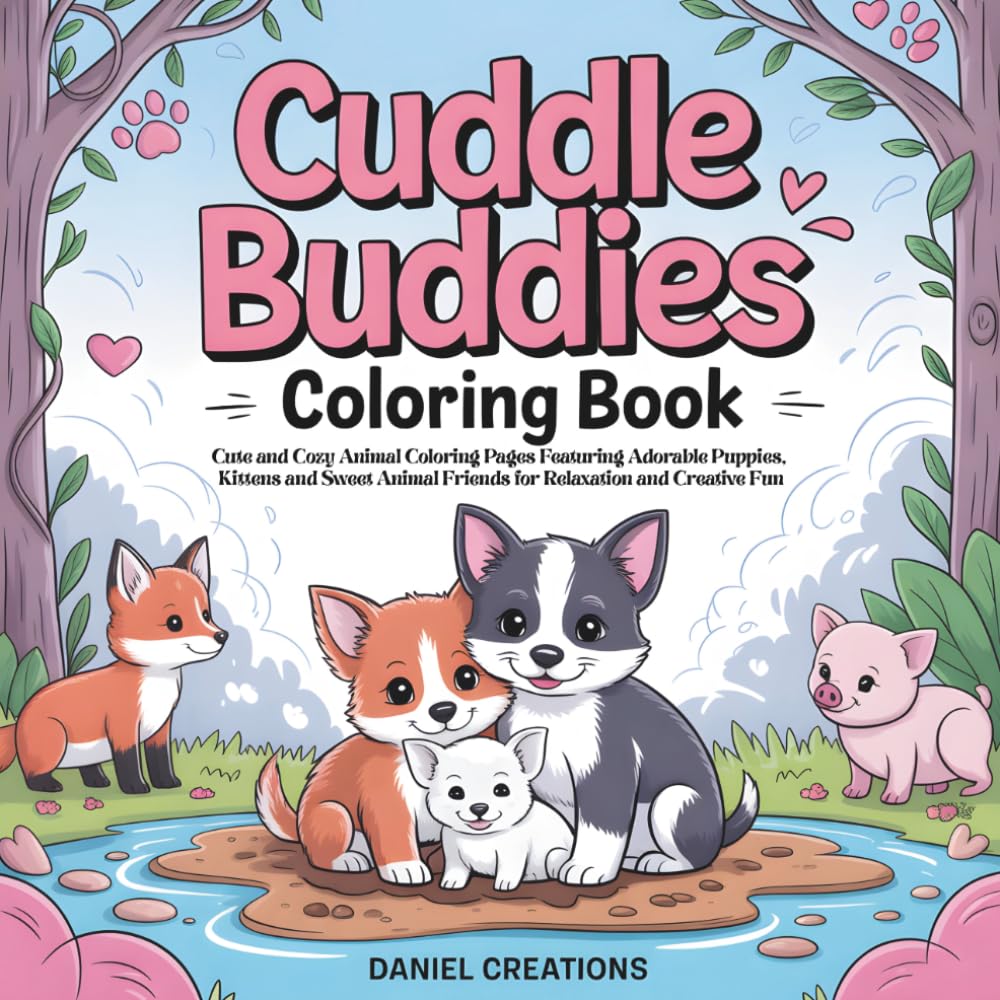 Cuddle Buddies Coloring Book: Cute and Cozy Animal Coloring Pages Featuring Adorable Puppies, Kittens and Sweet Animal Friends for Relaxation and Creative Fun