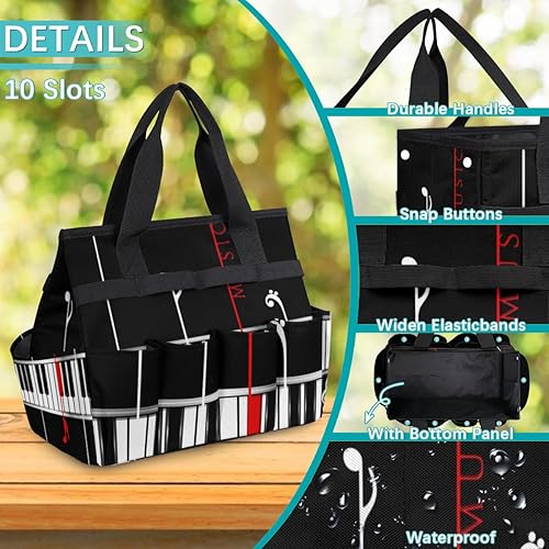 Miniatura 5 de Piano Keyboard Garden Tool Tote Bag for Women Men Gardening Tool Storage Bags with 10 Pockets Standable Garden Home Tool Kits Organizer for Indoor