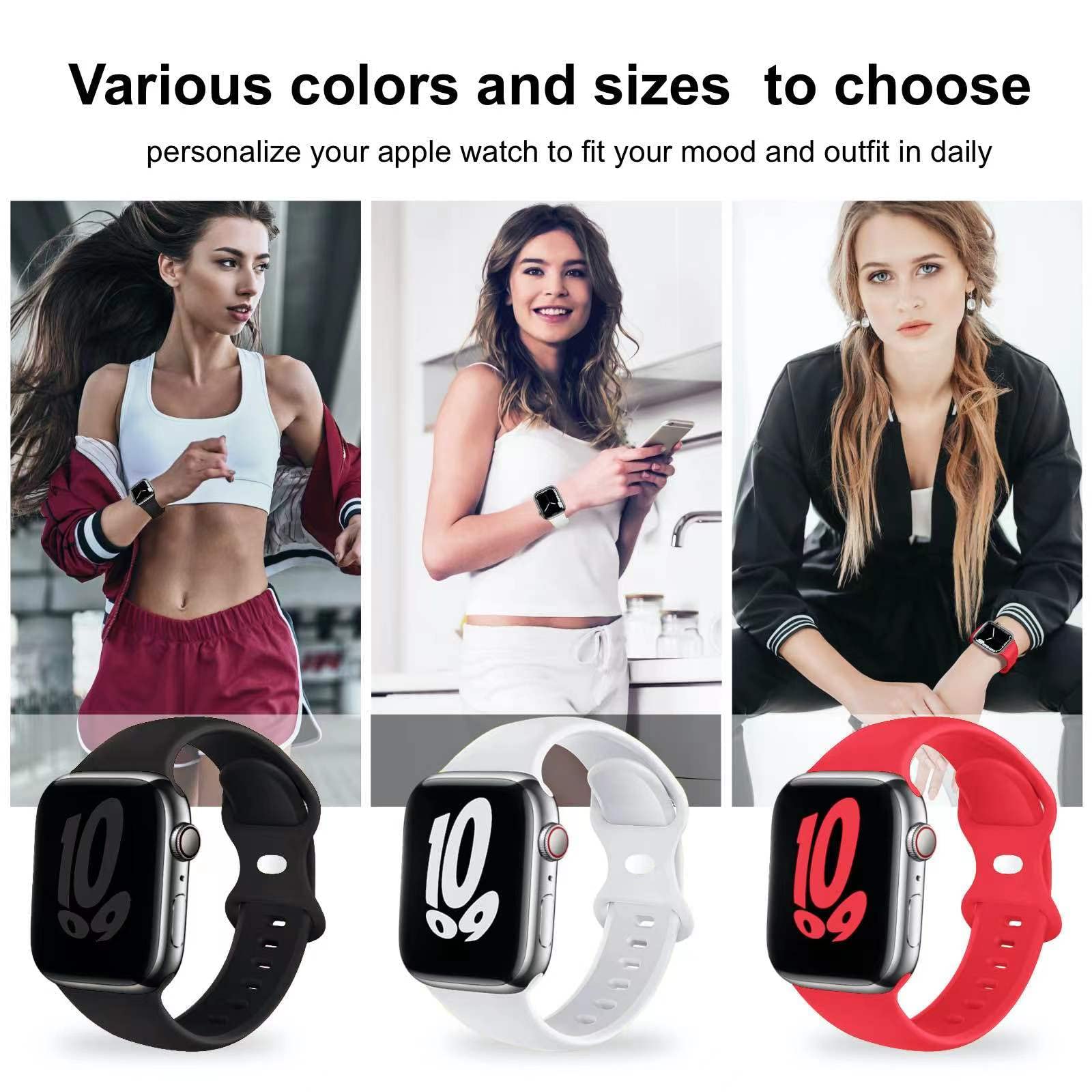 Toutouzhang 6 Pack Sport Bands Compatible with Apple Watch Band 38mm 40mm 41mm 42mm 44mm 45mm 49mm,Soft Silicone Waterproof Strap for iWatch Ultra2 Series 9 Ultra 8 7 6 5 4 3 2 1 SE Women Men