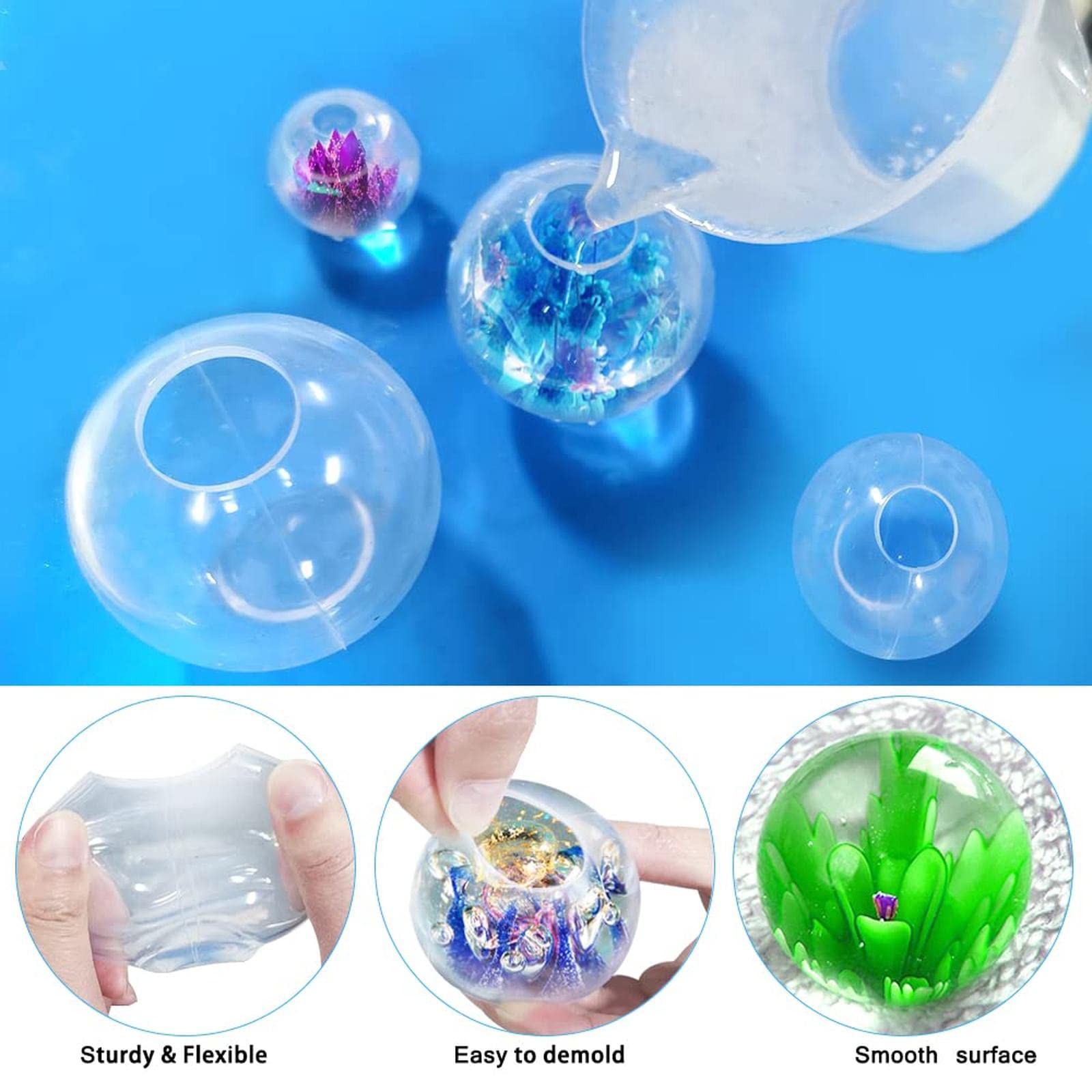 Amazon.co.jp: 3D球体シリコン樹脂型 7個 クリアシリコンボール型 卵  