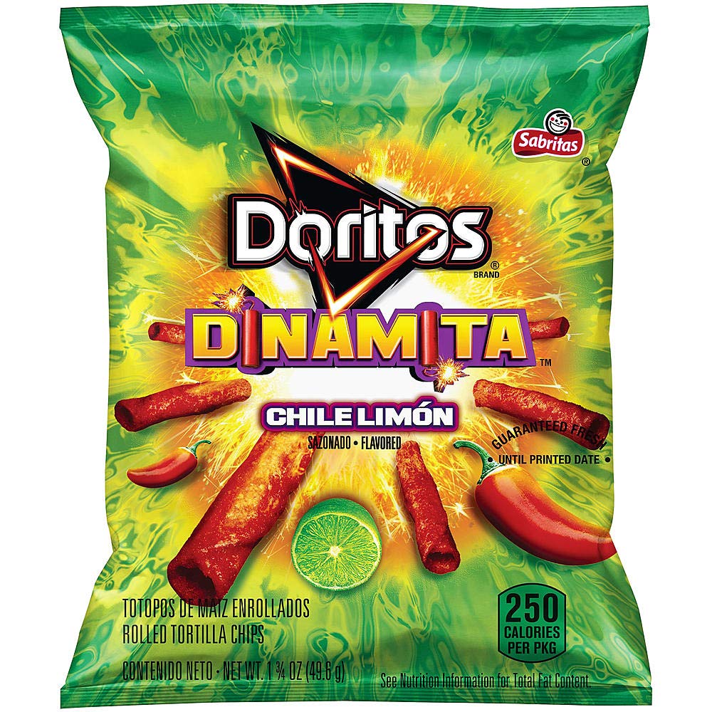 Doritos Dinamita Chile Limon Sazonado Flavored Tortilla Chips 1.75 Ounce (12 Plastic Bag)