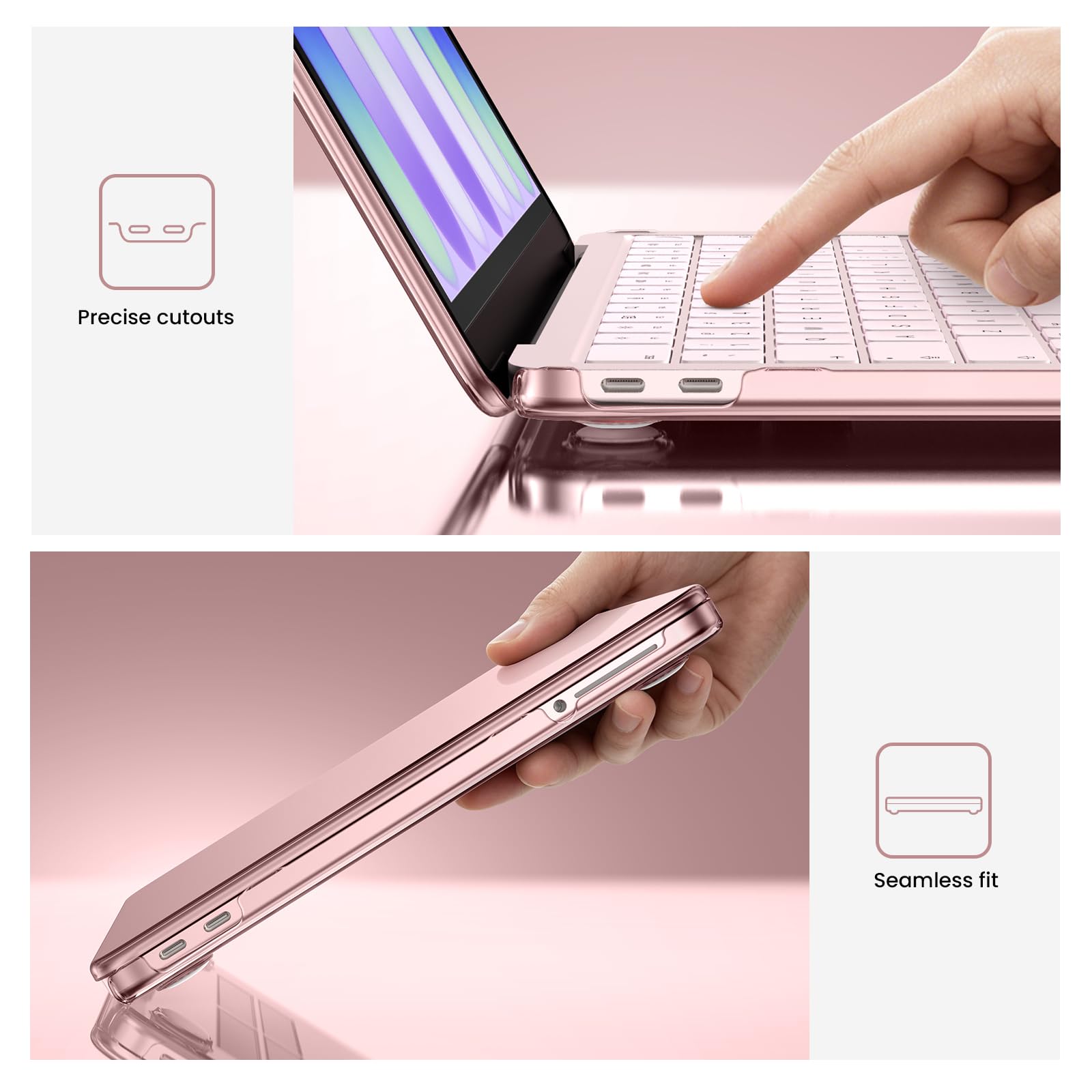 BlueSwan Coque MacBook Neo 13 Pouces 2026 A18 Pro A3404 Étui Rigide Housse Plastique Rose poudré