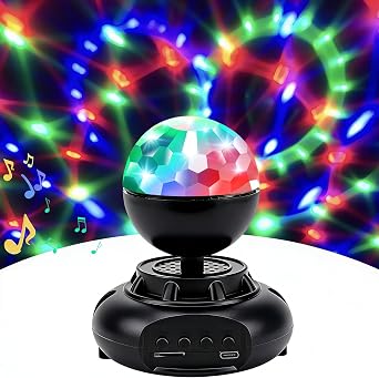Party Lights DJ Lighting Sound Activated,Bluetooth Speaker Disco Ball Strobe Stage Light for Home Room Dance Parties Birthday Karaoke Stocking Stuffers Eve Halloween Christmas Bars Decorations Black