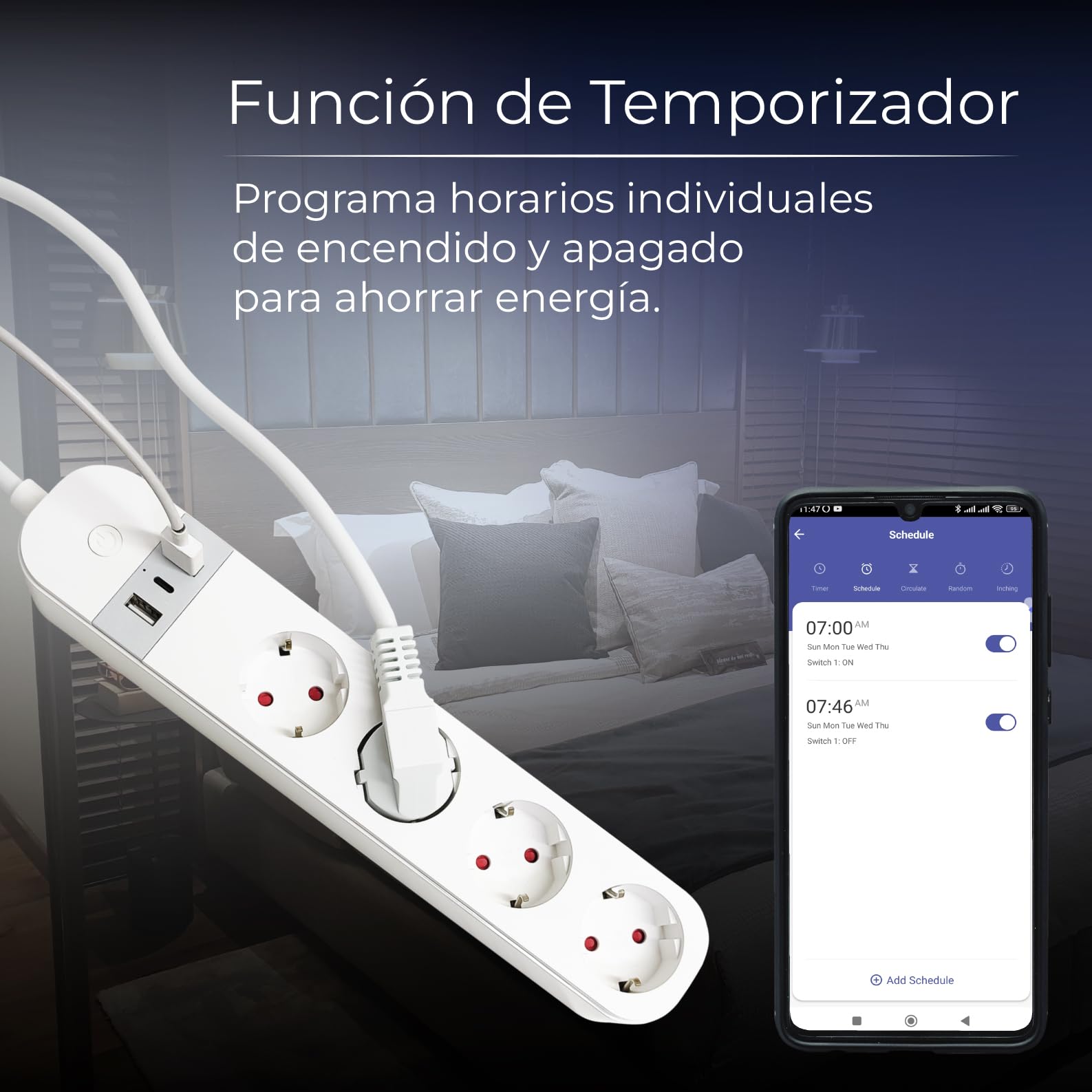 LED ATOMANT 4X Regleta WiFi USB Alargador 4 Tomas 2 USB 1 Tipo C | Compatible con Alexa y Google Assistant, App Smart Life y Tuya