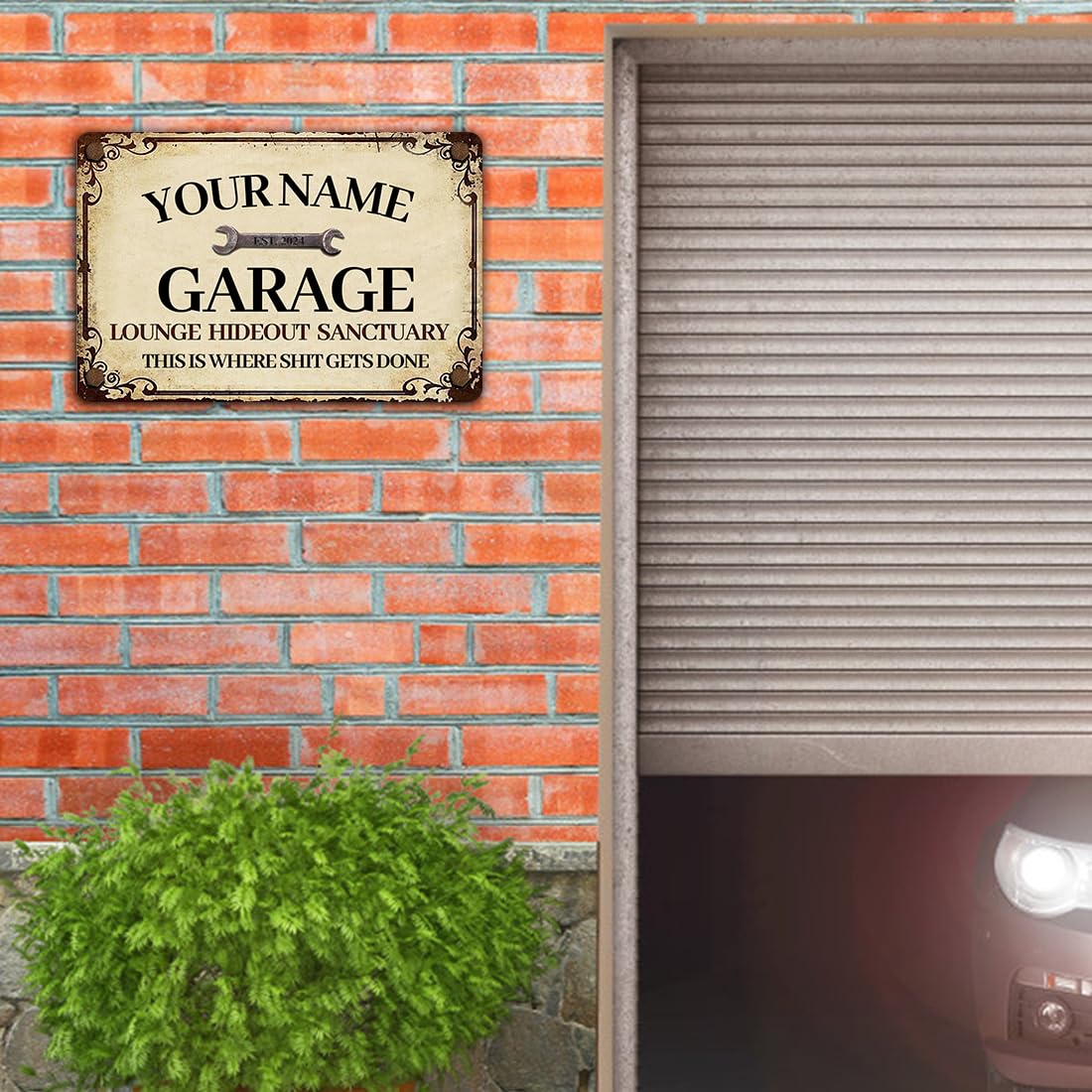 Targa in metallo vintage per garage, con scritta "I can fix anything can't fix stupid" con bandiera americana invecchiata, regalo per la festa del papà, garage, bar, grotta degli uomini