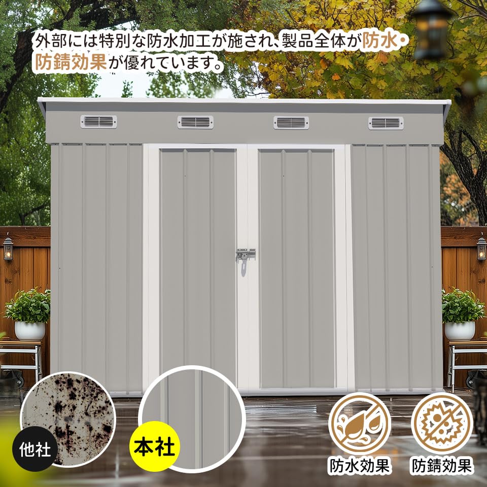 Amazon | 【可動棚なし】物置 屋外 スチール 倉庫 床材補強フレーム 