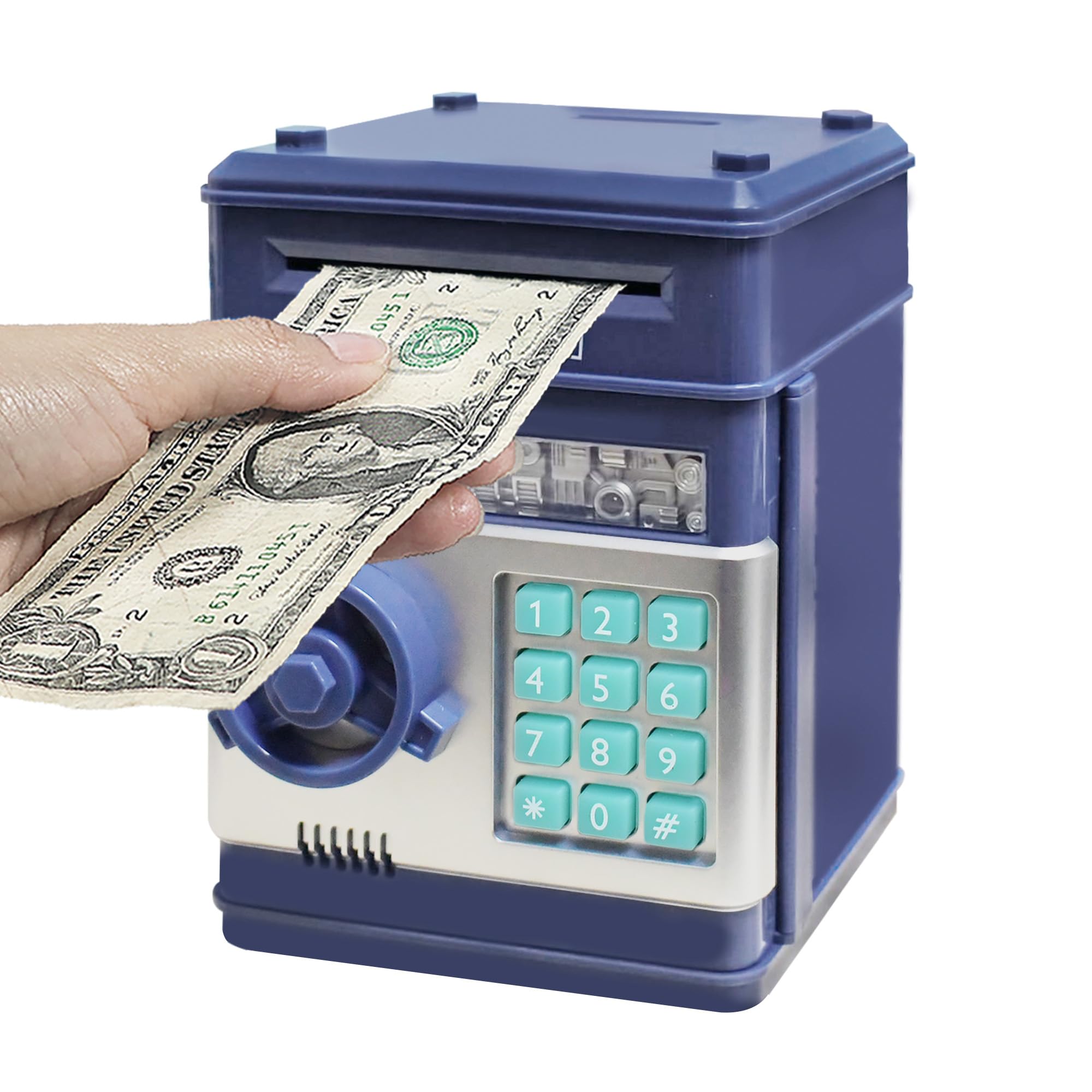 HUSANPiggy Banks Money Banks for Kids, Electronic Password Code Money Banks ATM Banks Box Coin Bank for Children Boys and Girls (Grey Bue)