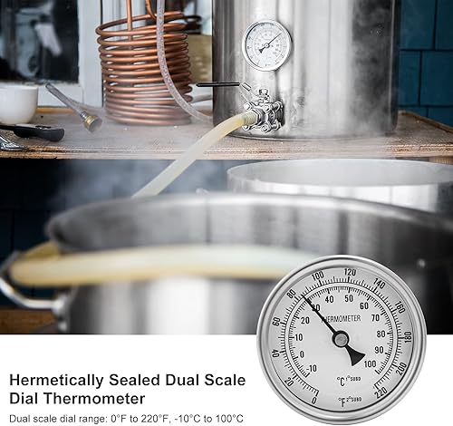 Miniatura 4 de Termómetro de acero inoxidable para elaboración de cerveza casera, 12 NPT con tuerca de bloqueo y junta tórica (cara de 3 pulgadas)