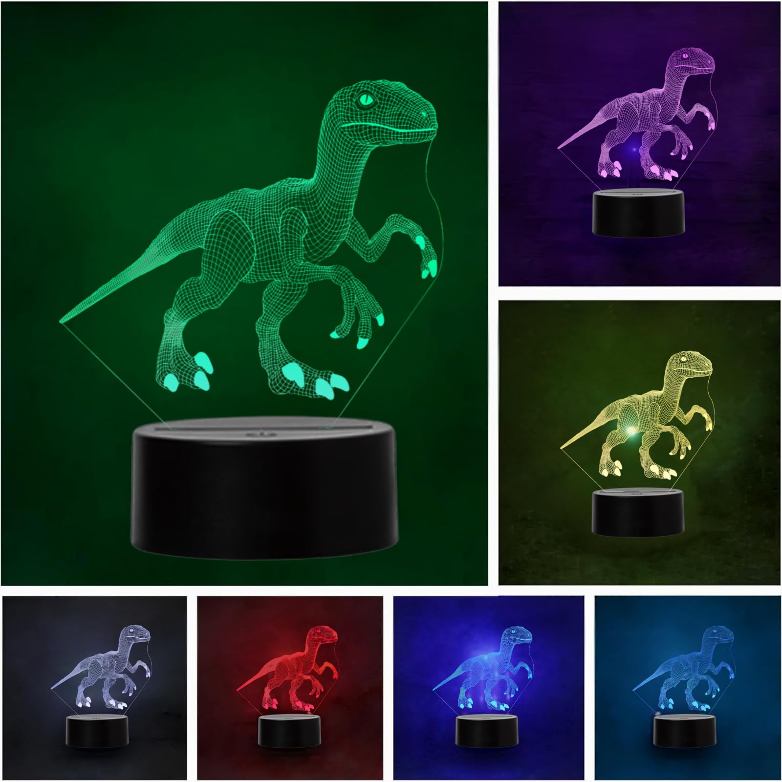 LED Dinosaurier Velociraptor Farbwechsel USB Nachtlicht und Dekoration
