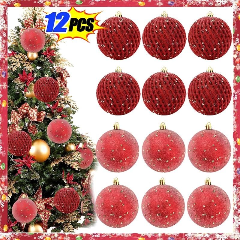 Juego Bolas Navidad Pintadas con Lentejuelas,Dorado Plateado Decoración(A-White-8cm)
