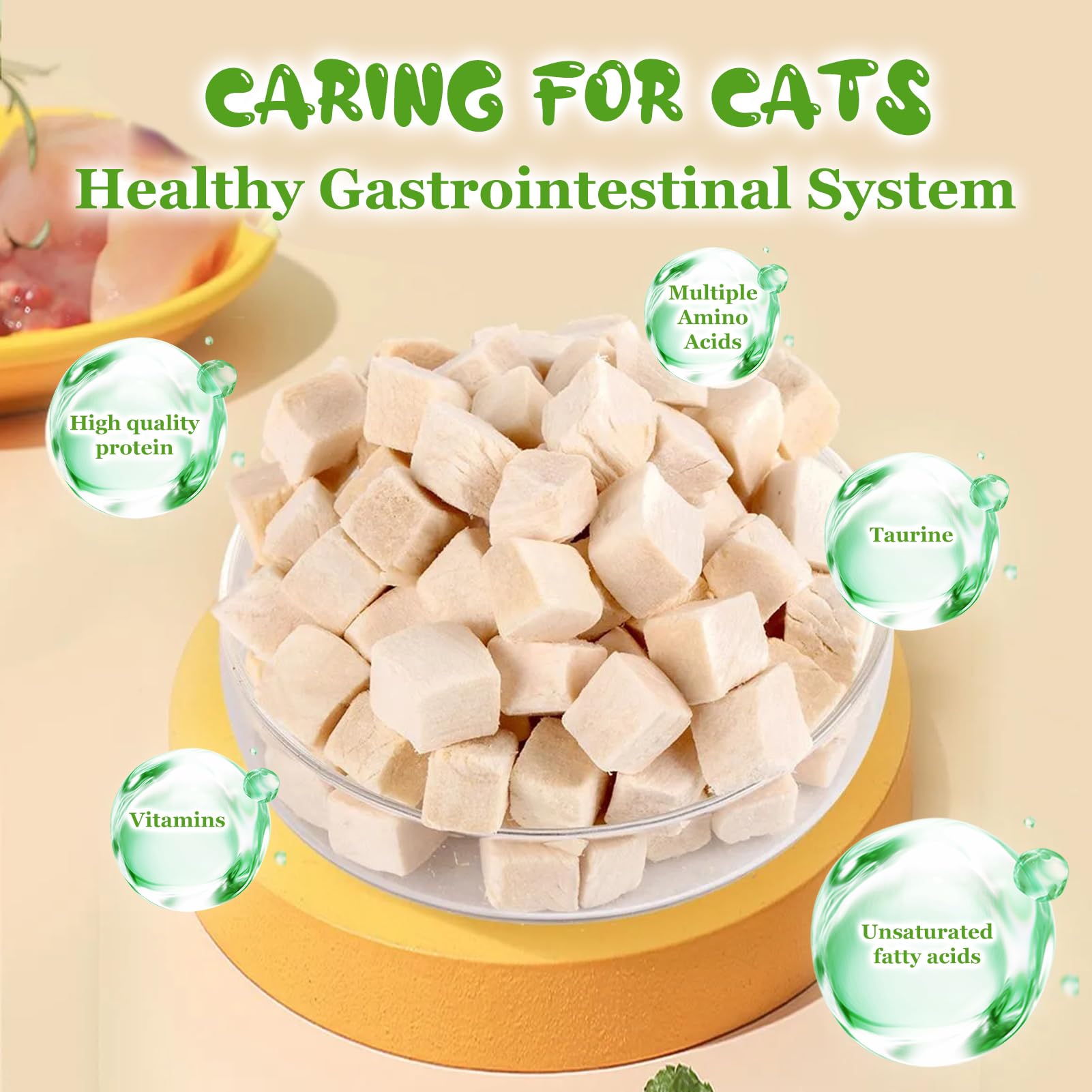 50g Chat Lyophilisé, Snacks de Poulet, pour Chiens Chats, Friandises pour Chats d'intérieur(Poulet)