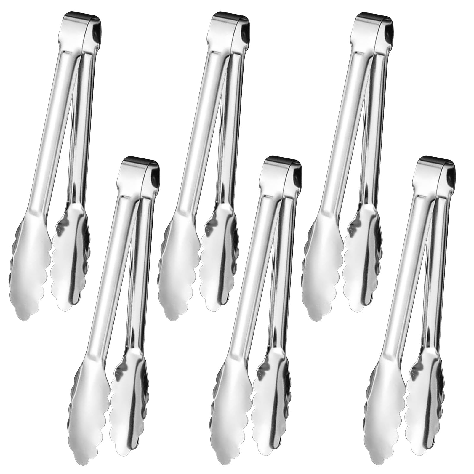 Edelstahl-Servierzangen, vergoldet oder versilbert, 22,9 cm, robust, langlebig, Grillklemmen, Design für Hochzeiten, Partys, Bankette, Buffets, Familienfeiern, Küche, Kochen, Servieren, Clip, 6 Stück