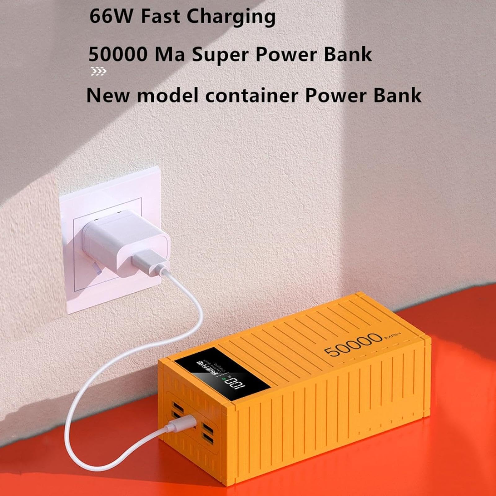 Power Bank Power Bank/66 W super szybkie ładowanie 100000 mAh wyświetlacz cyfrowy pojemnik power bank 1w20,000 zewnętrzny zasilacz mobilny o dużej pojemności (100000 mAh/czerwony)