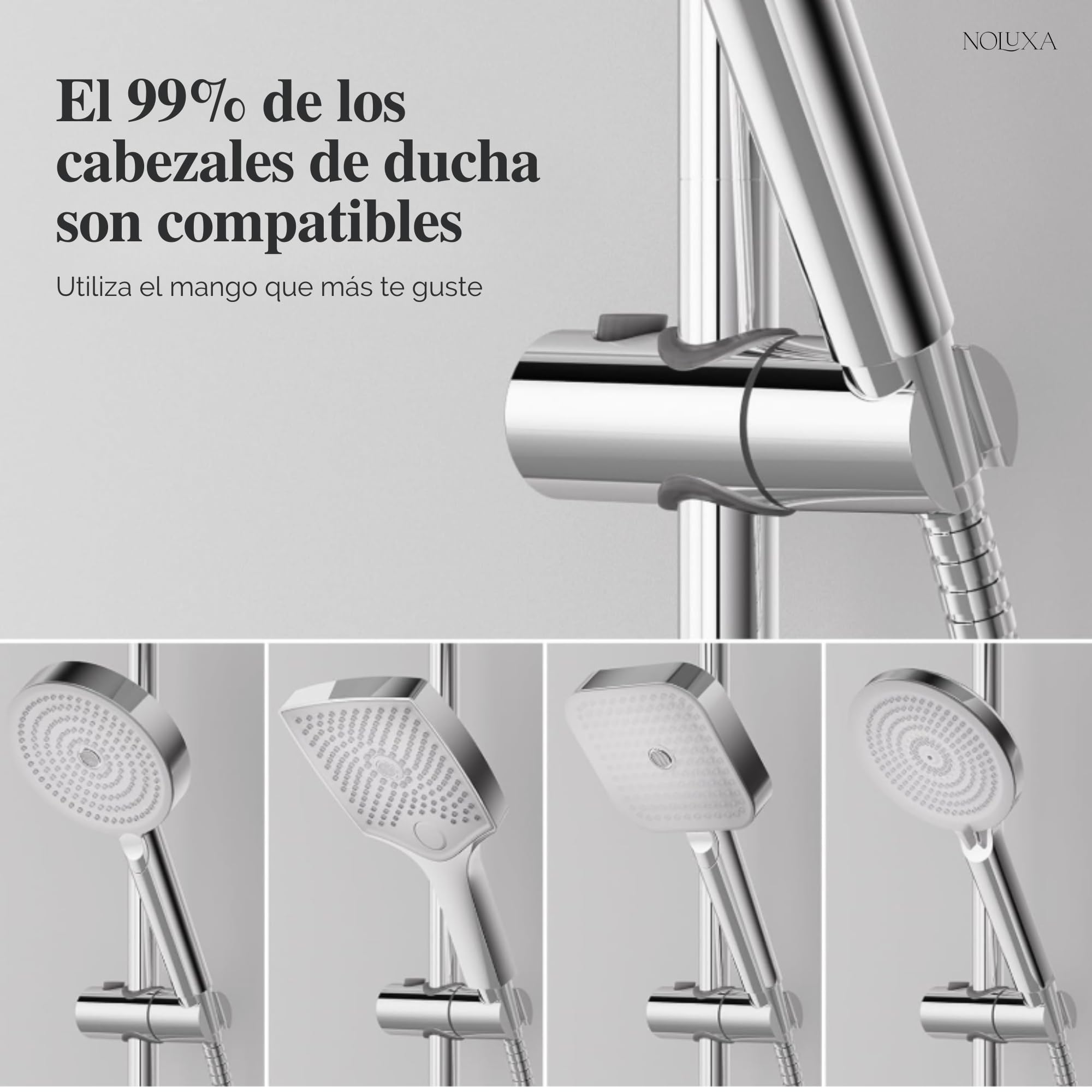 IMEX - Barra de Ducha Pared 65cm Níquel Cepillado | Barra de Acero Inoxidable S.304 Redonda con Soporte para Alcachofa de Ducha Ajustable | Recambio Original IMEX