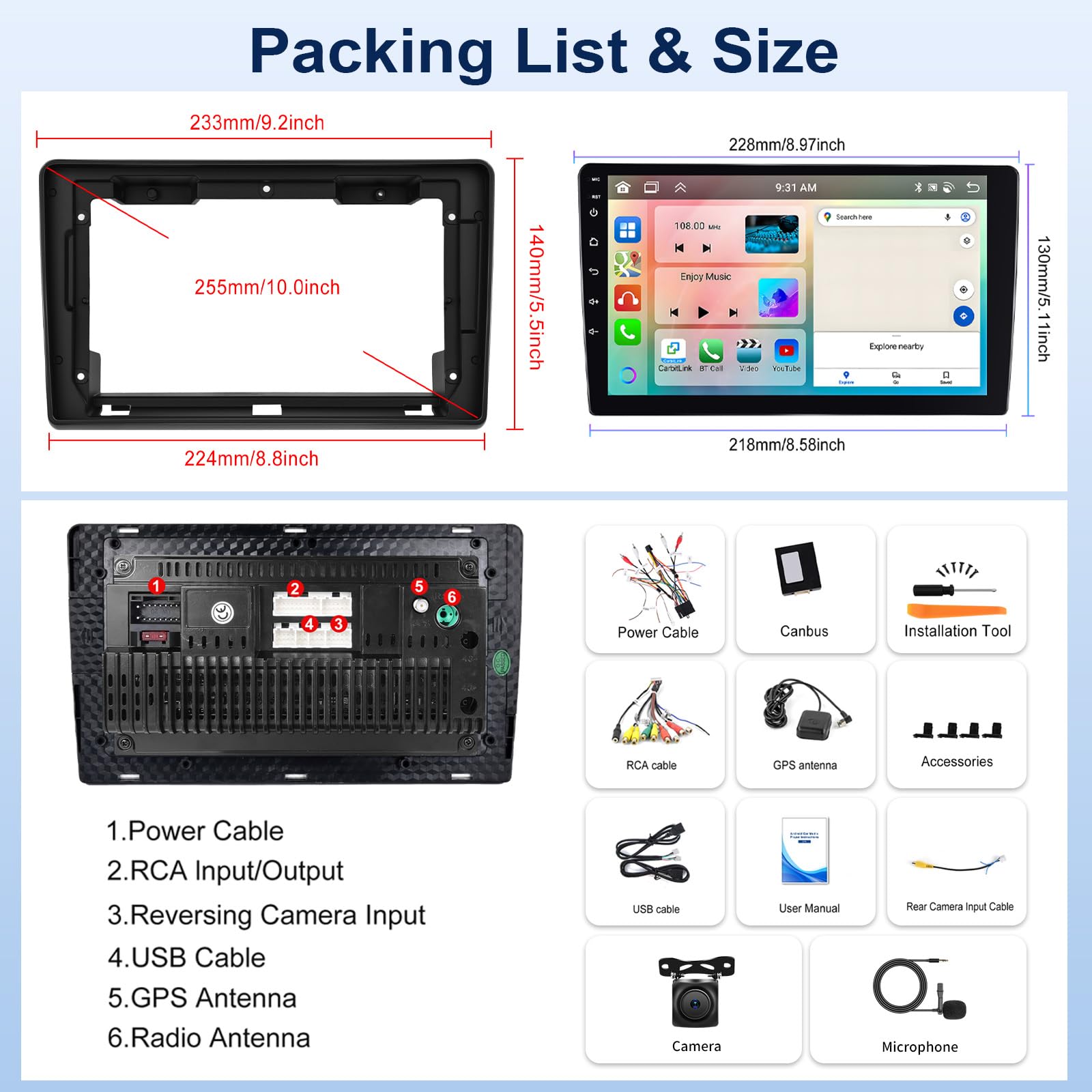 Android15, 6G+128G 8Núcleos GOHHDL Autoradio para FIAT Ducato 3/Peugeot Boxer 2/Citroën Jumper 2 2011-2022 Carplay Android Auto, Pantalla de 9 Pulgadas 2Din con GPS WiFi BT FM/RDS DSP SWC Cámara