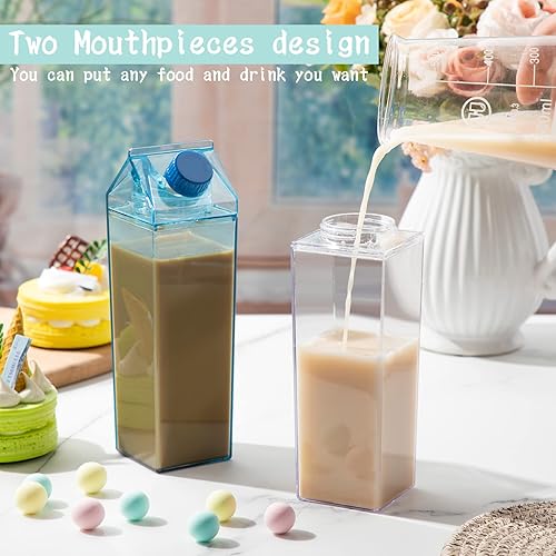 Miniatura 4 de Foaincore 20 botellas de agua transparentes de cartón de leche de 17 onzas, botellas de leche cuadradas de plástico a granel, portátiles,