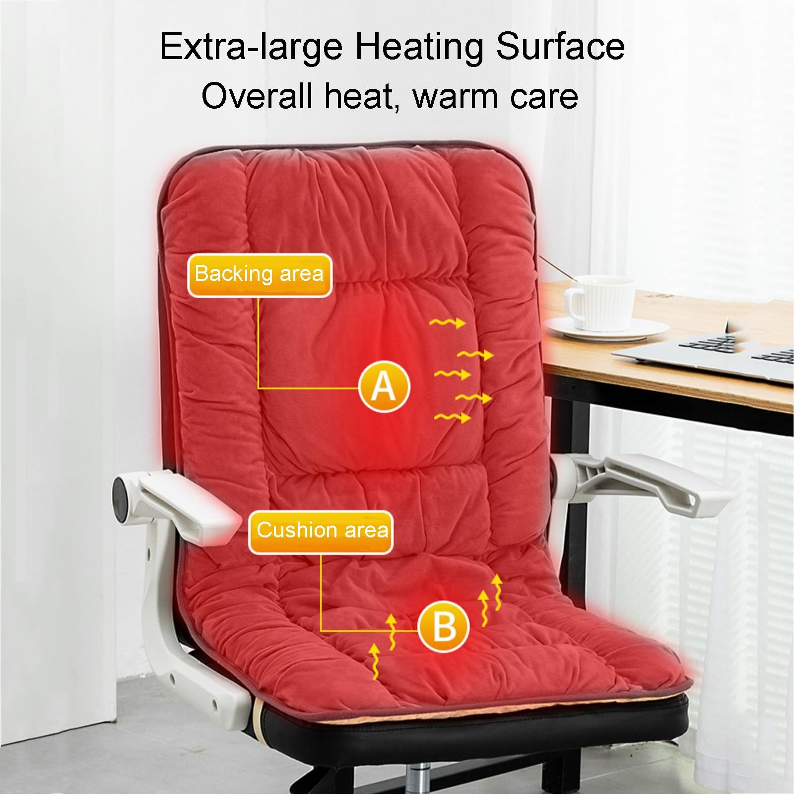 Manta Electrica, Esterilla Electrica, Almohadilla Electrica con 9 Niveles de Calor, Temporizador de 1 a 12 Horas, Cojín de Silla Calefaccionado con Calentamiento Rápido para Silla de Oficina/hogar(Bro