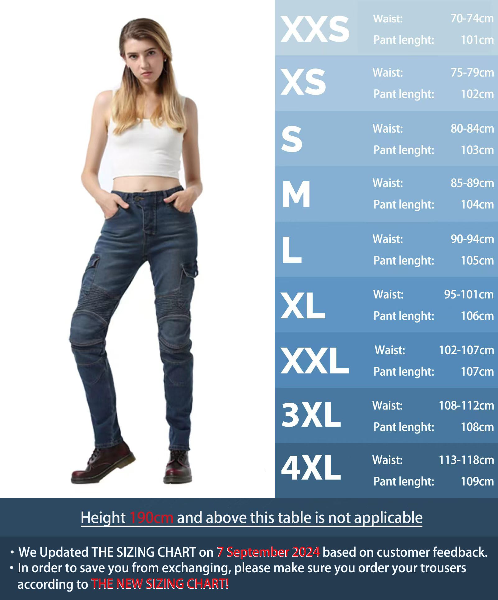 Pantalon Moto Femme, Jean Moto Femme Homologué avec Guêtres, XXS-4XL Pantalons de Moto Extensible (Blue,L)