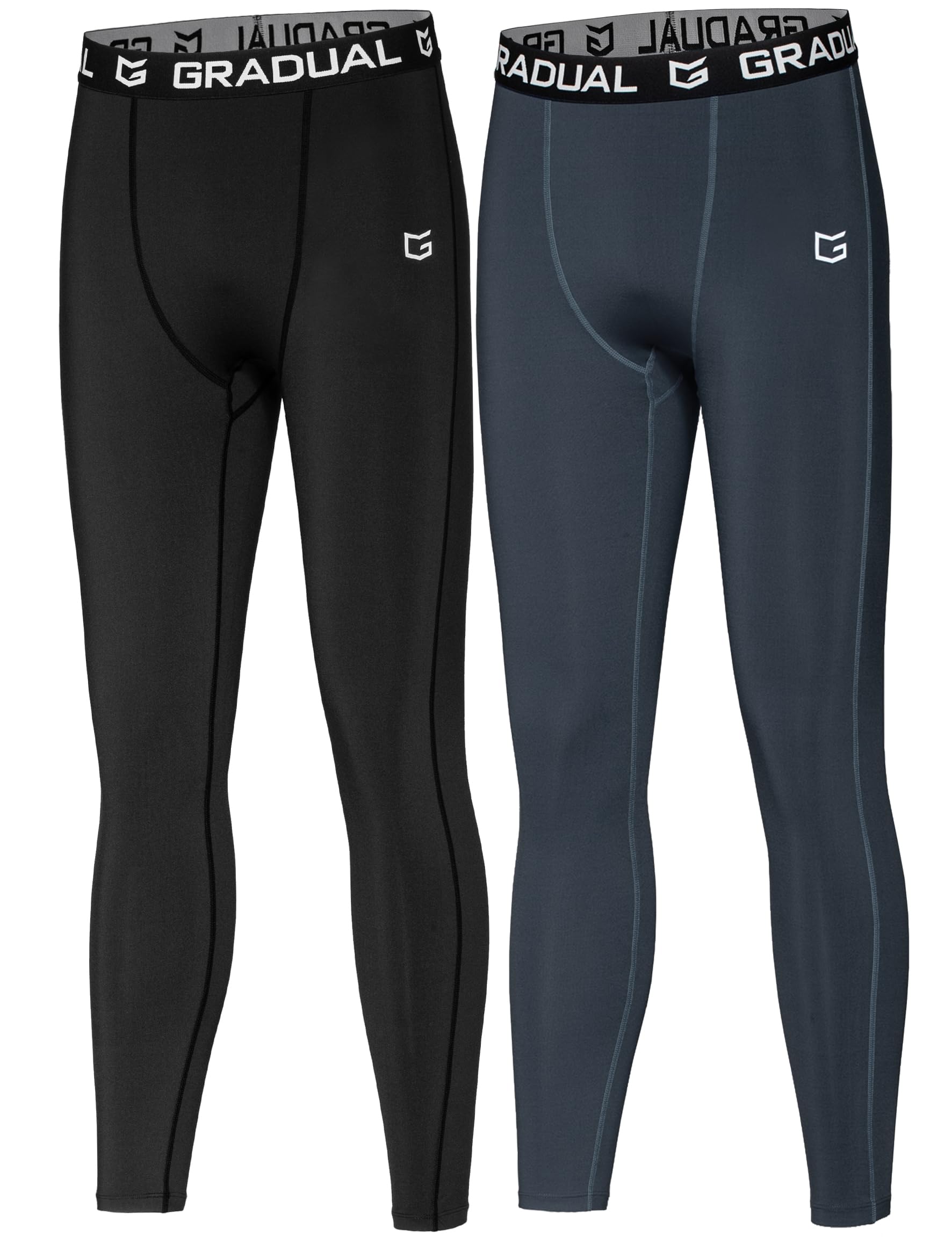 G Gradual Boys' Compression Pants Youth Thermal Base Layer Fleece Tights Sports Basketball Leggings for Boys