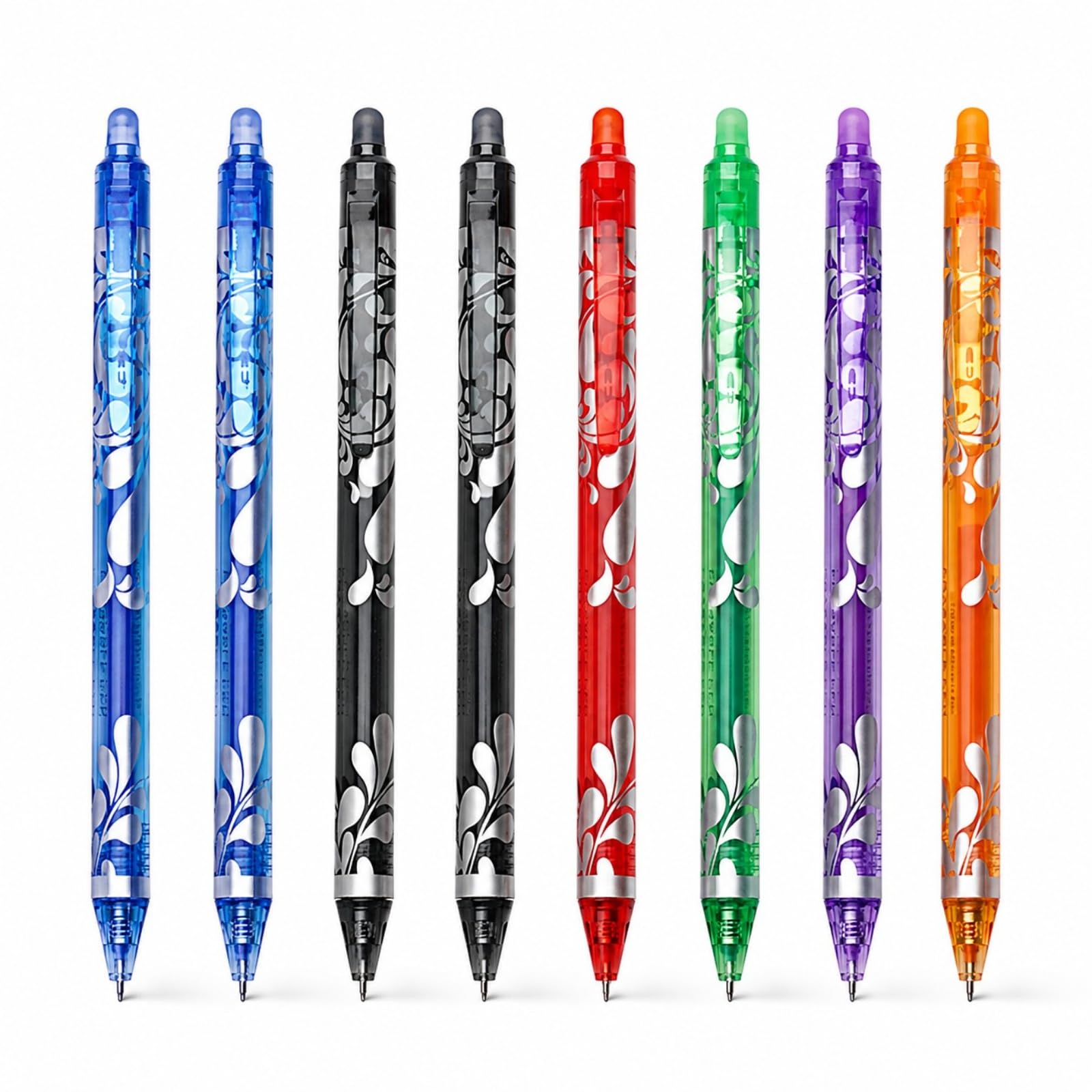 Mistillion 8-Pack Click Erasable Gel Pens, 0.5mm Fine Tip Retractable Pens, 8 Vibrant Colours for Smooth Writing, Colouring, Office & School Stationery Use
