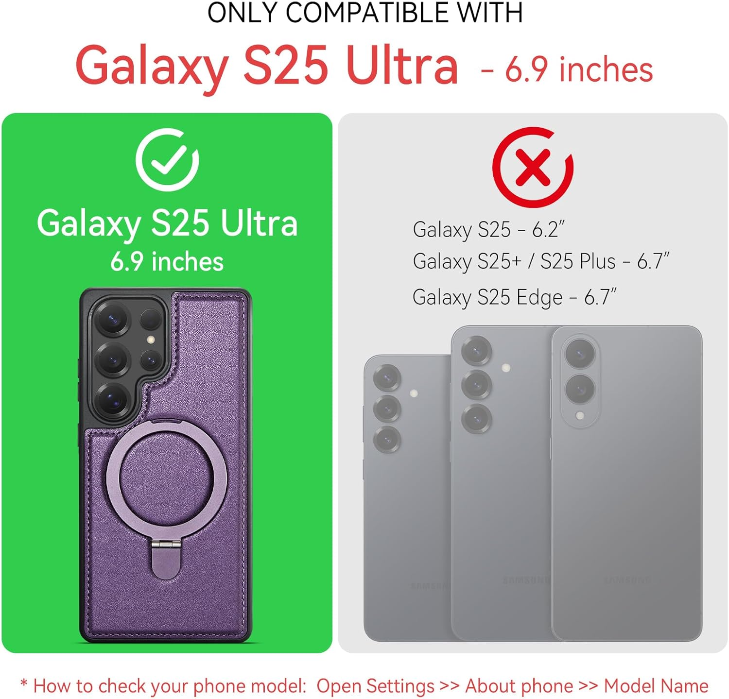 for Samsung Galaxy S25 Ultra Case with Stand Compatible with Magsafe, Slim PU Leather & Rubber Drop Proof Magnetic Kickstand Protective Phone Cases Cover for Galaxy S25 Ultra 6.9", Purple