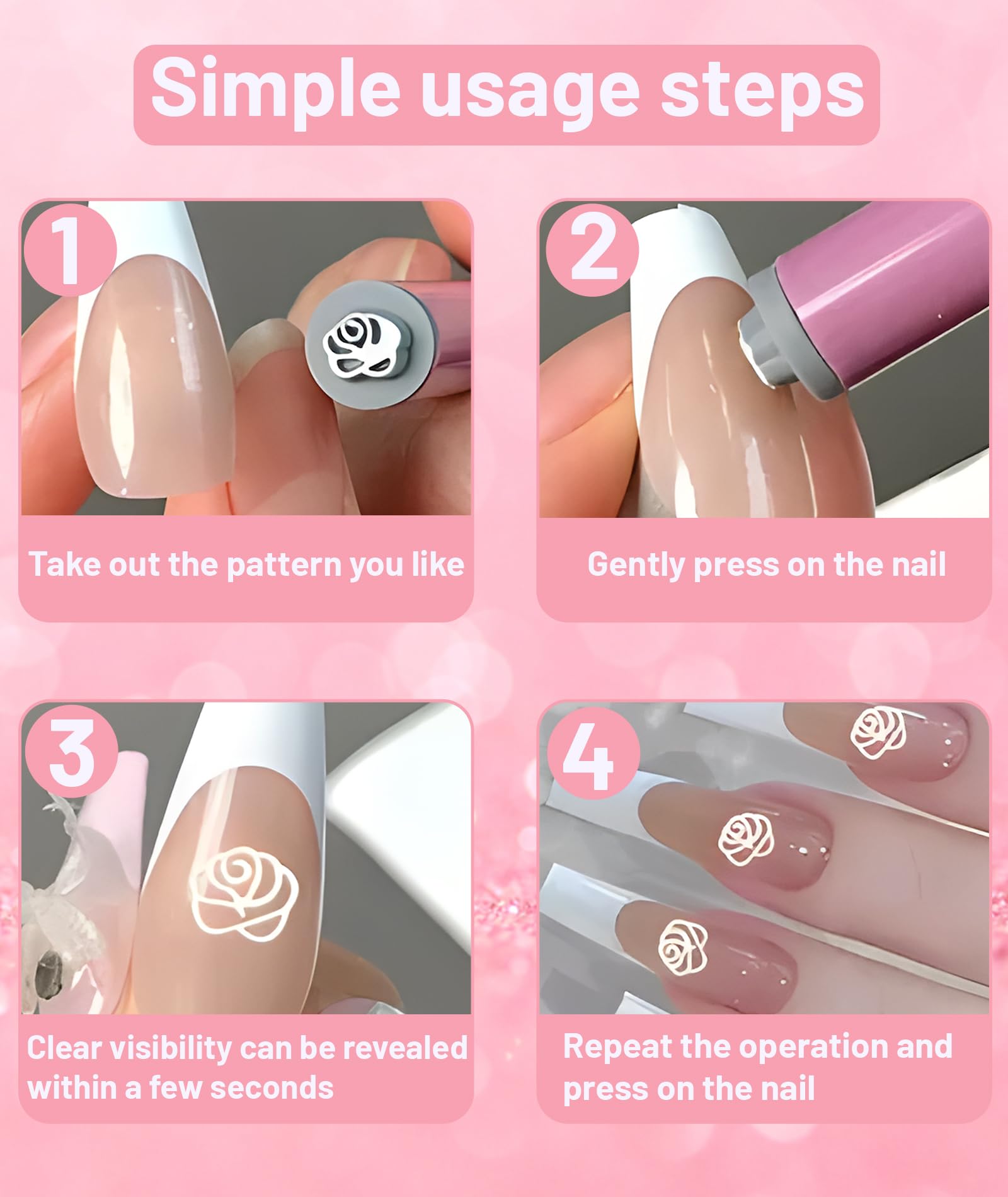 6 PCS Nail Art Kit for Women, Nail Art Set for Girls 6-15, Nails Stamping Kit with Creative Patterns, DIY Manicure Tools for Home Nails Design 4