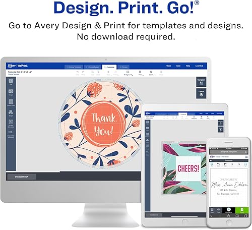 Miniatura 6 de Avery Etiquetas redondas blancas mate, tecnología de alimentación segura, 1.5 pulgadas de diámetro, 500 etiquetas imprimibles en blanco mate