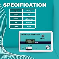 Vista 5 de HM Digital Monitor triple TDS RO/DI en línea con accesorios en T de 1/4 pulgadas