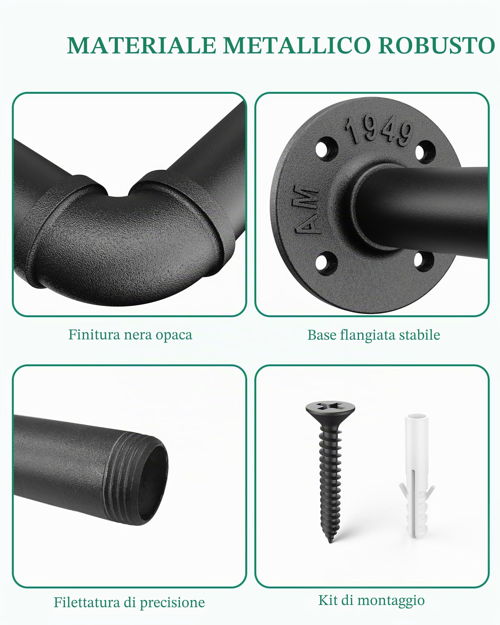 SOFITORG Gancio per piante da interno, asta per piante da interno con 6 catene sospese, asta per piante da parete per soffitto di finestre, 165,7 cm, metallo/nero, vasi non inclusi