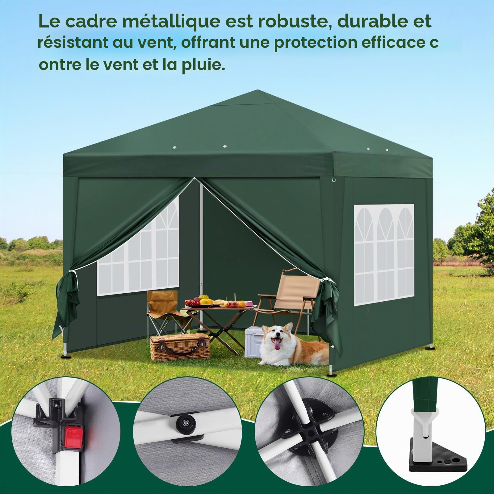Laneetal Tonnelle de Jardin Pliante Barnum Imperméable Pop up 3x3m Vert