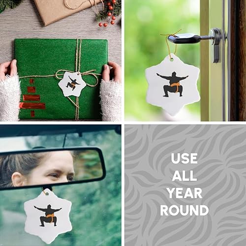 Miniatura 5 de 3dRose Diseño de luchador de sumo japonés en adorno de copo de nieve negro y naranja, 3 pulgadas